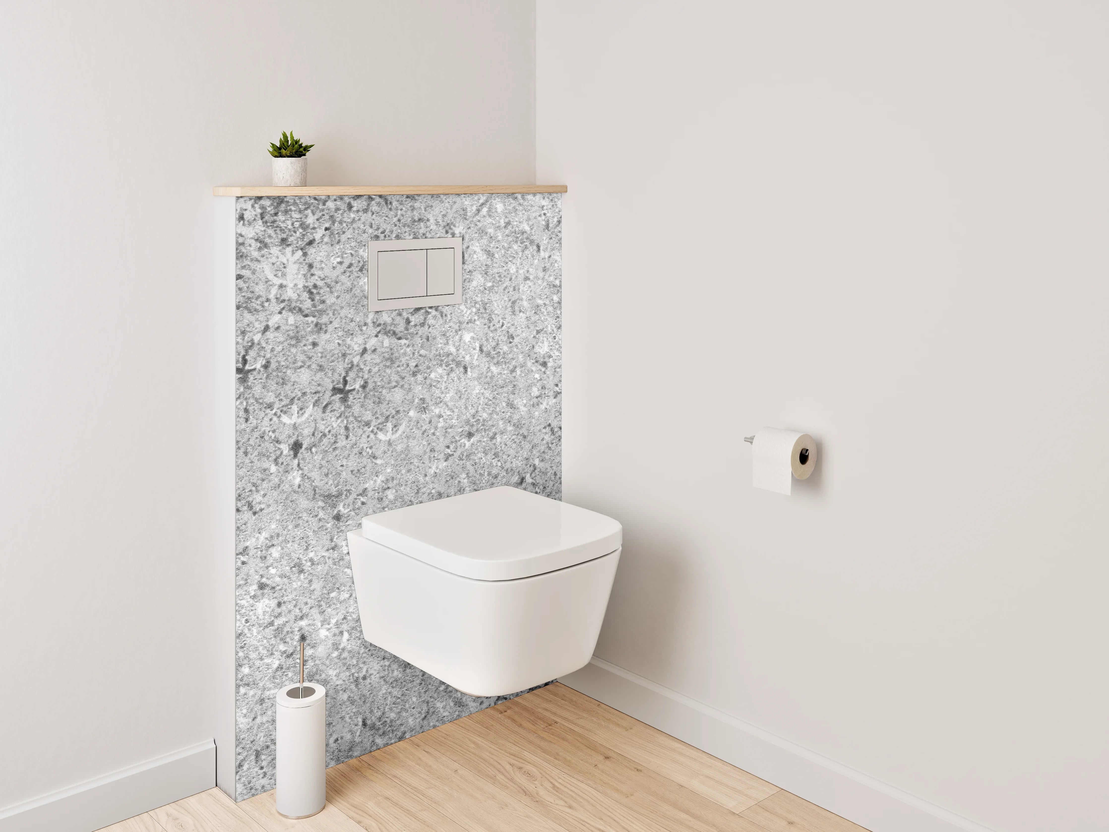 WC-Rückwand - Weiß-Graue Marmor-Optik Tapete