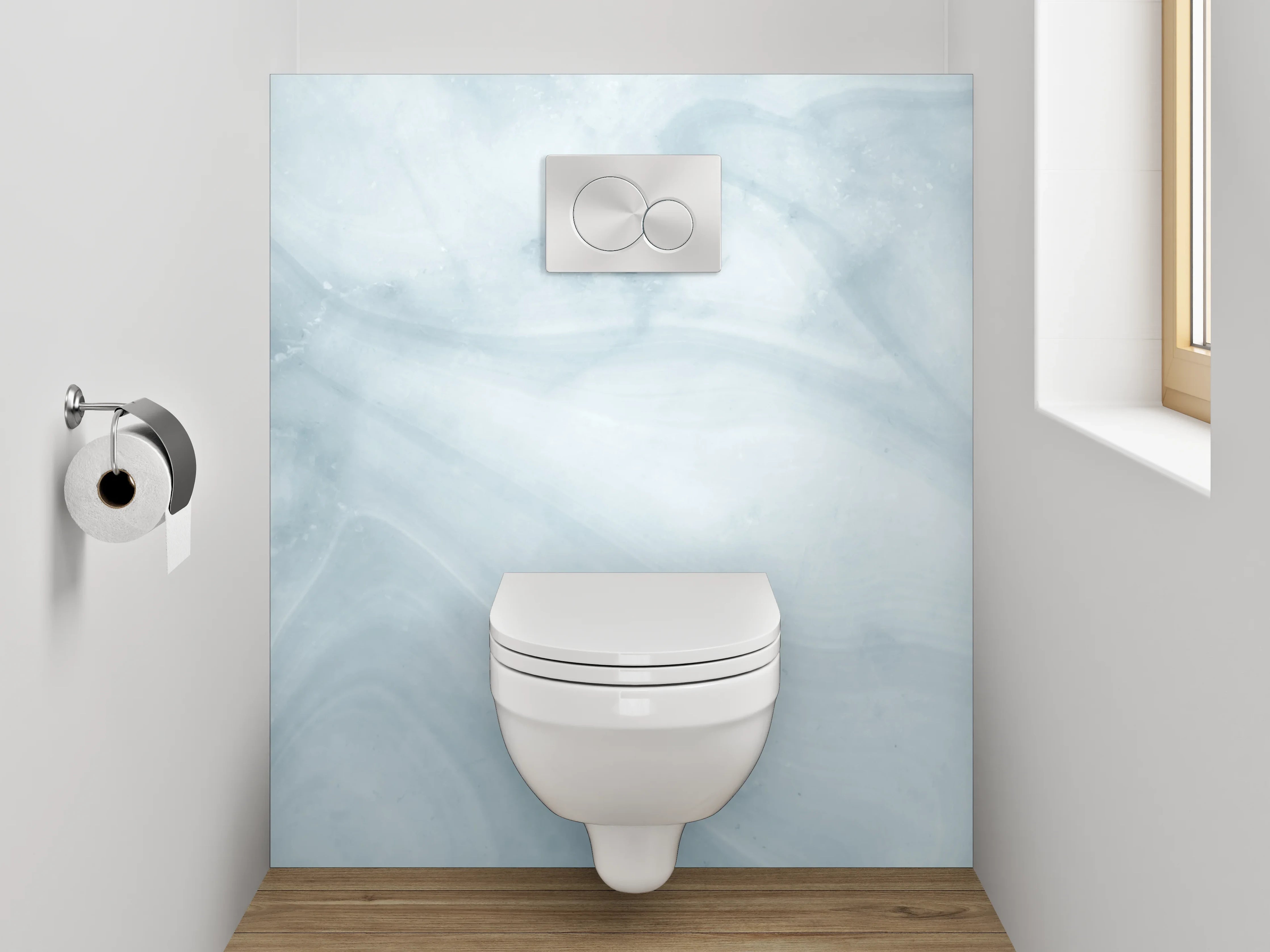 WC-Rückwand - Weiß-Graue Marmor-Optik modern