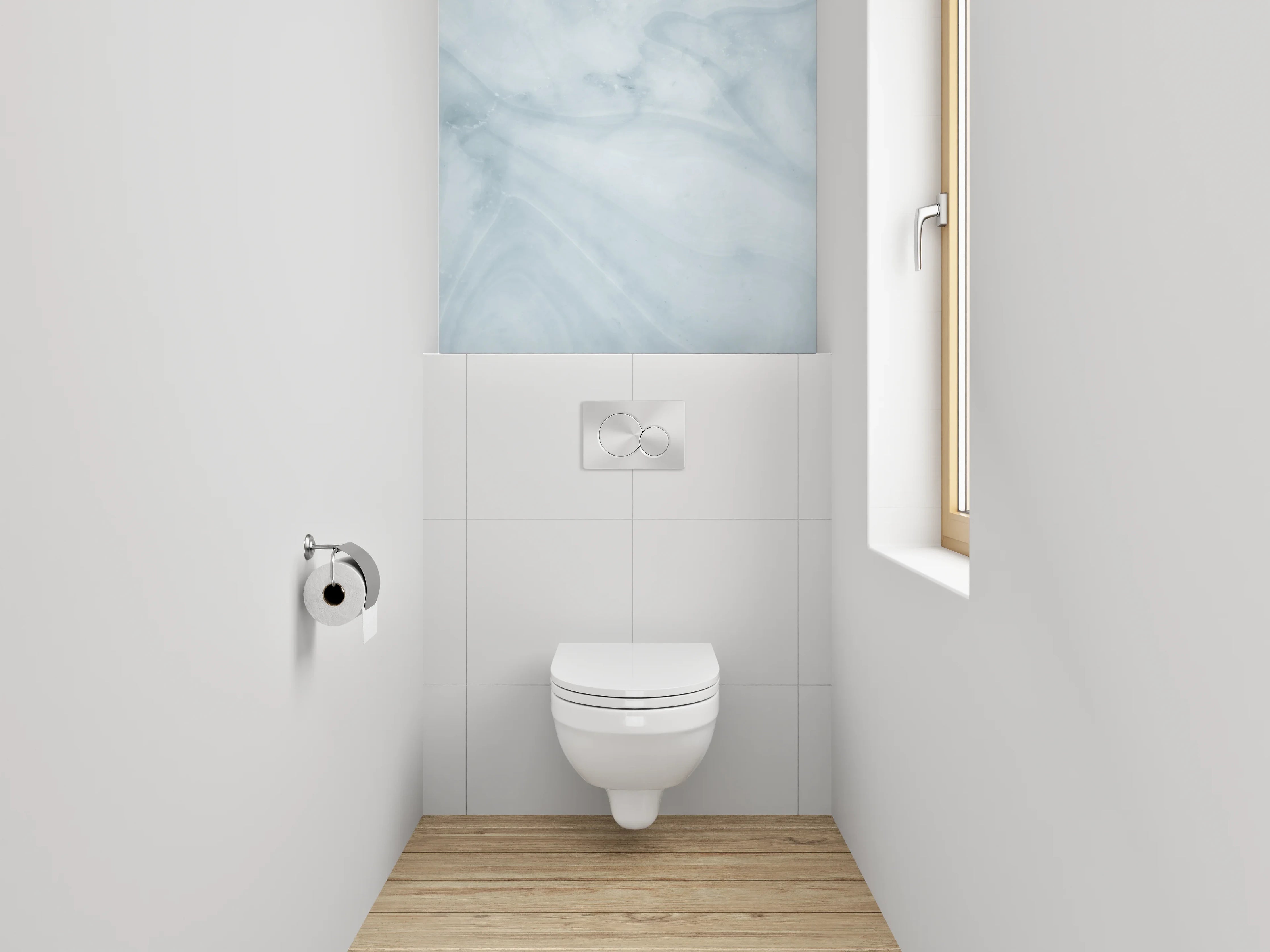 WC-Rückwand - Weiß-Graue Marmor-Optik modern