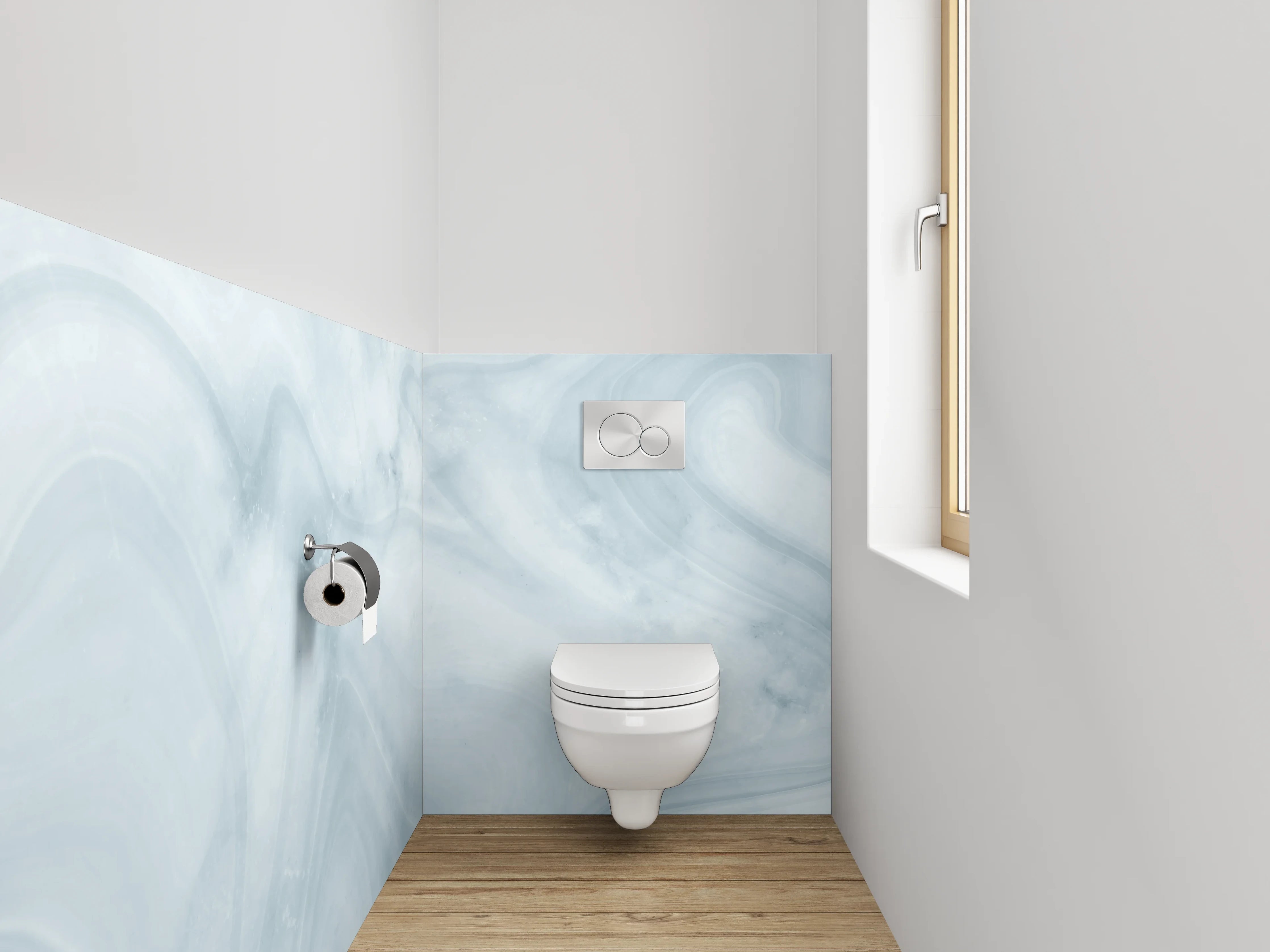 WC-Rückwand - Weiß-Graue Marmor-Optik modern