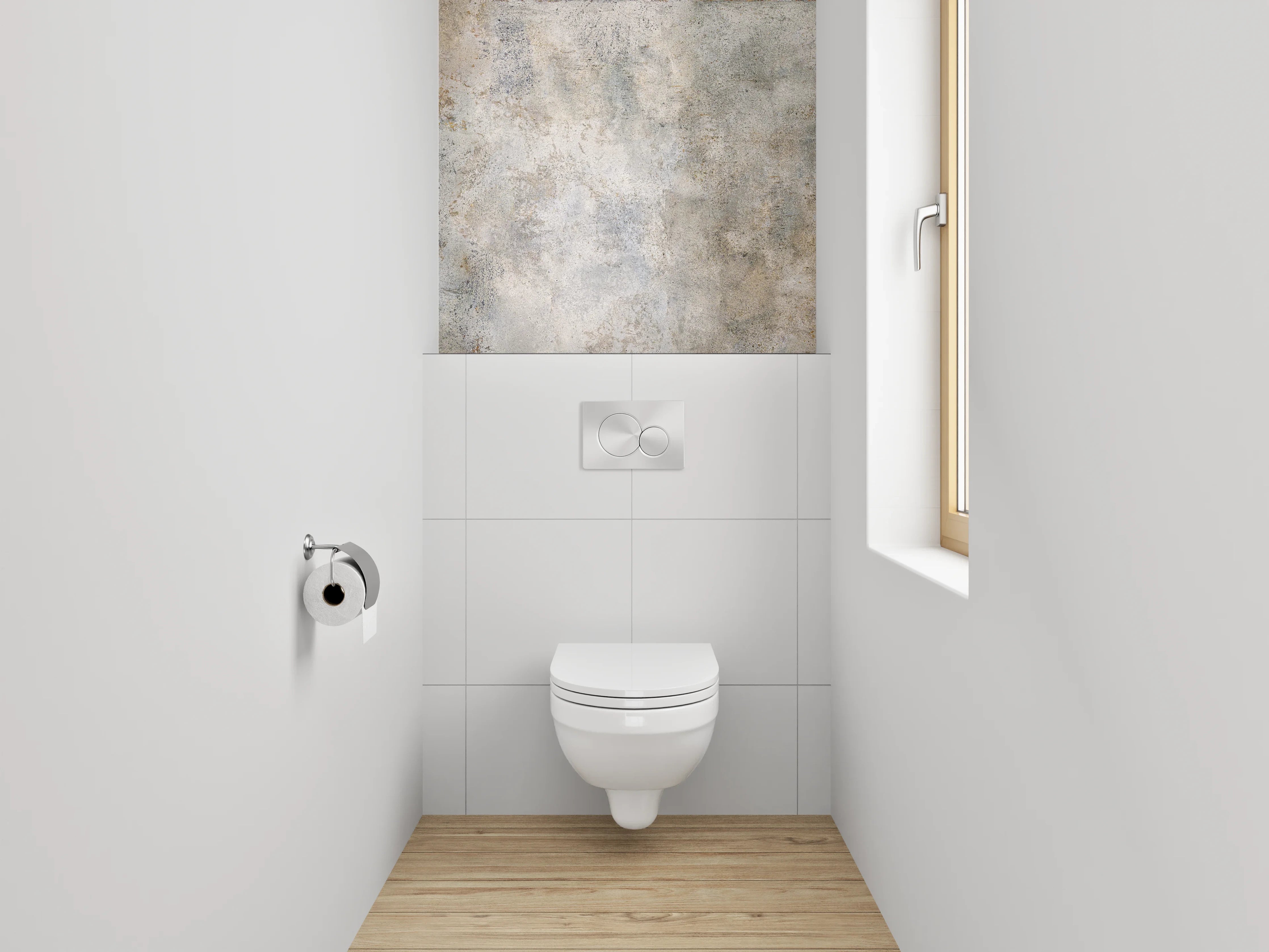 WC-Rückwand - Weiß-Graue Vintage Betonoptik