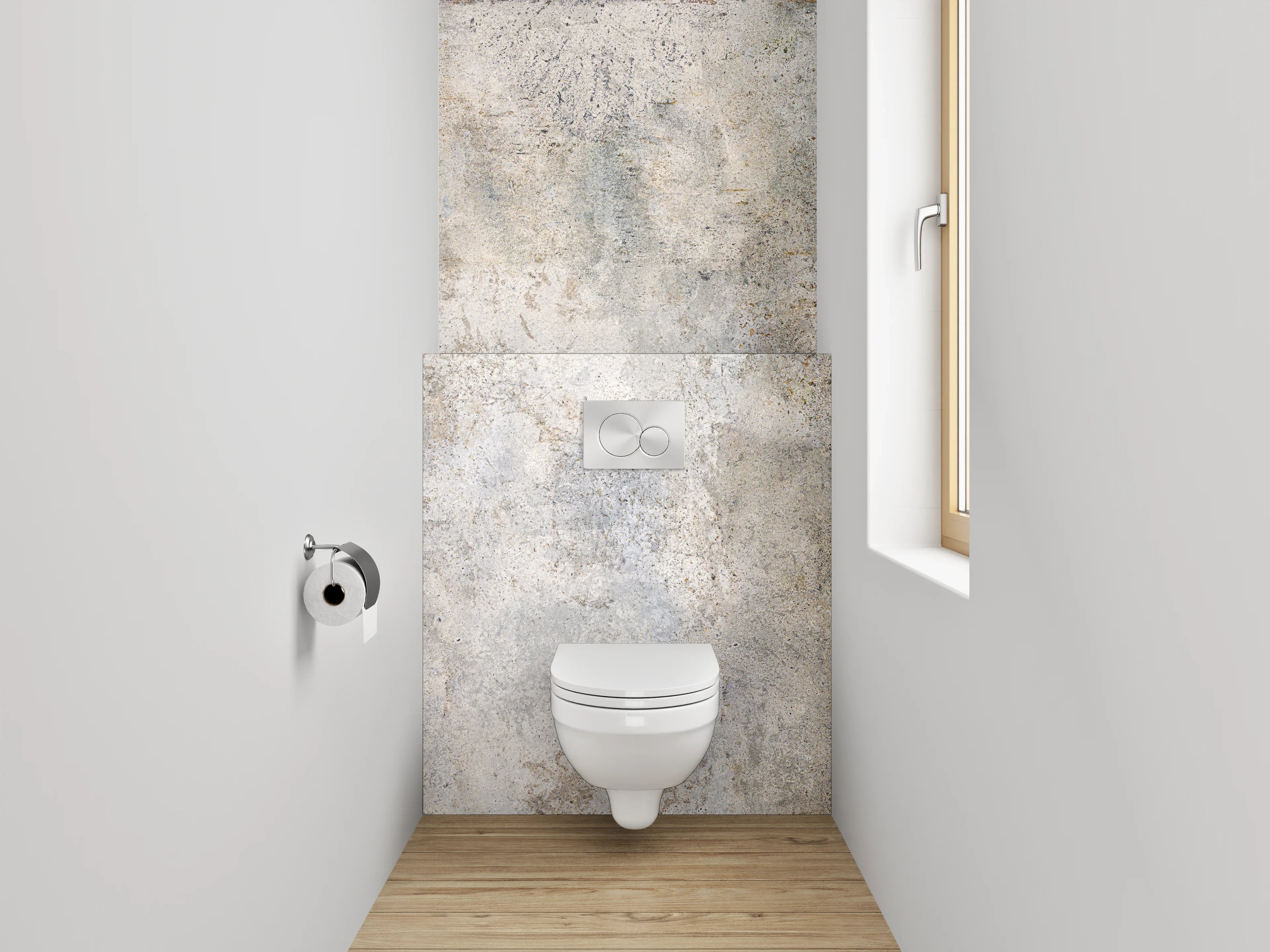WC-Rückwand - Weiß-Graue Vintage Betonoptik