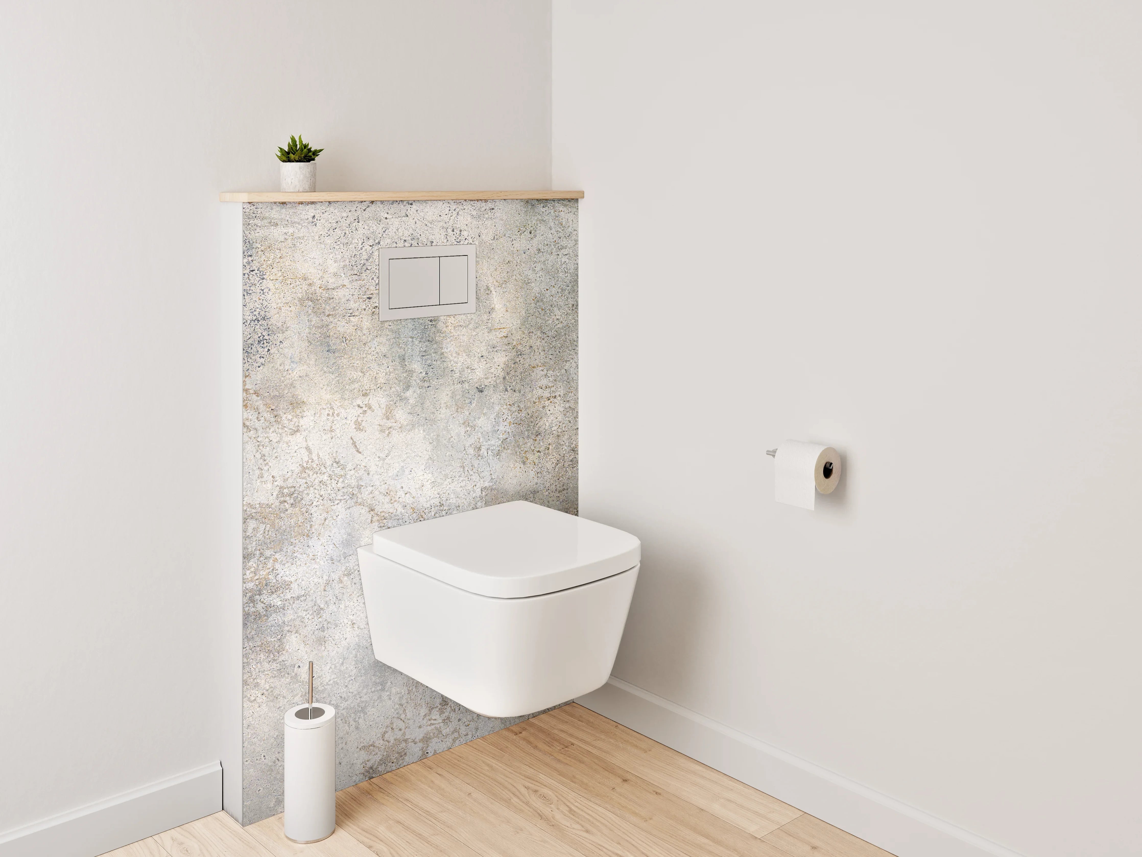 WC-Rückwand - Weiß-Graue Vintage Betonoptik