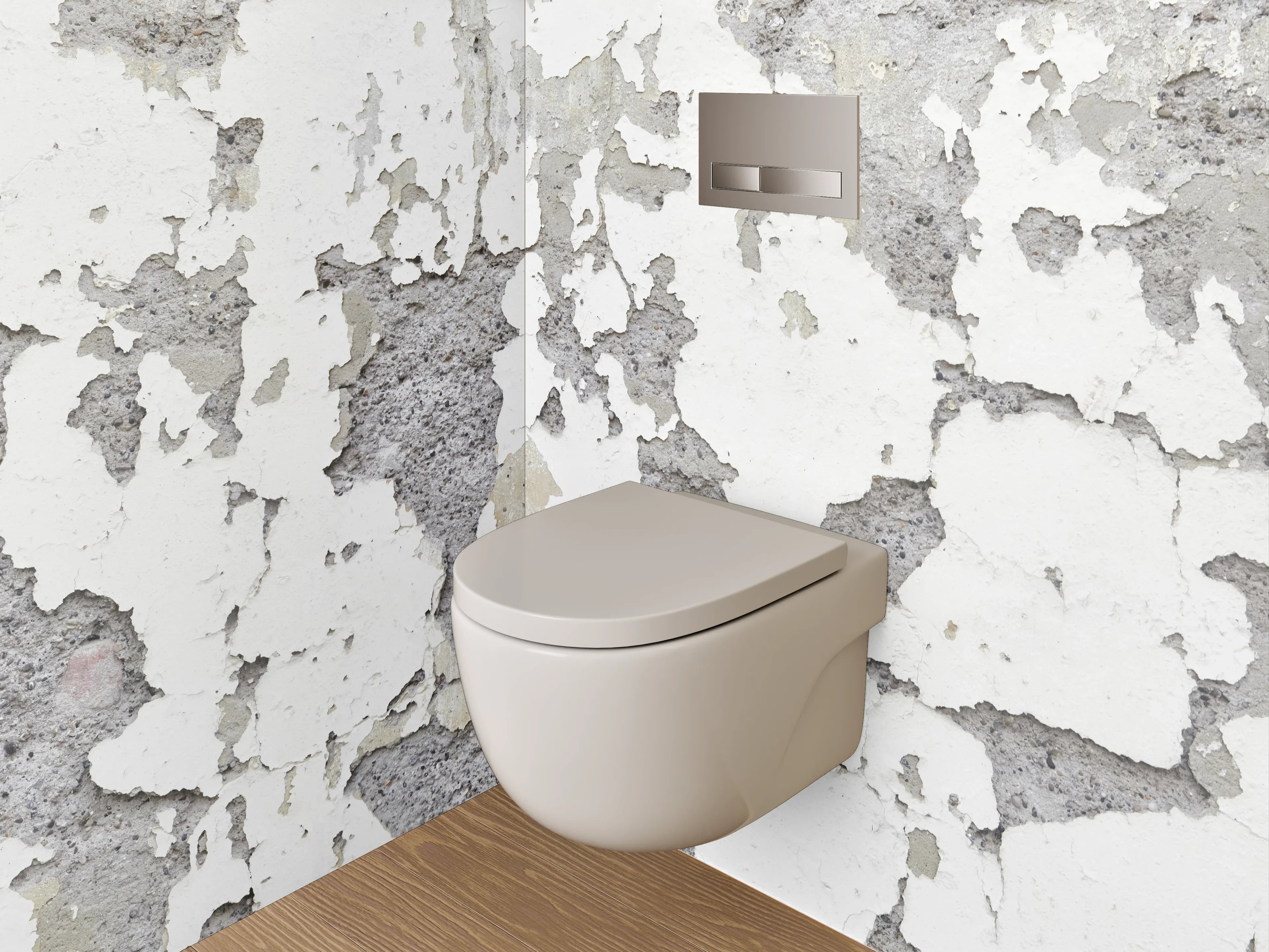 WC-Rückwand - Weiß-Graue Vintage-Putzoptik