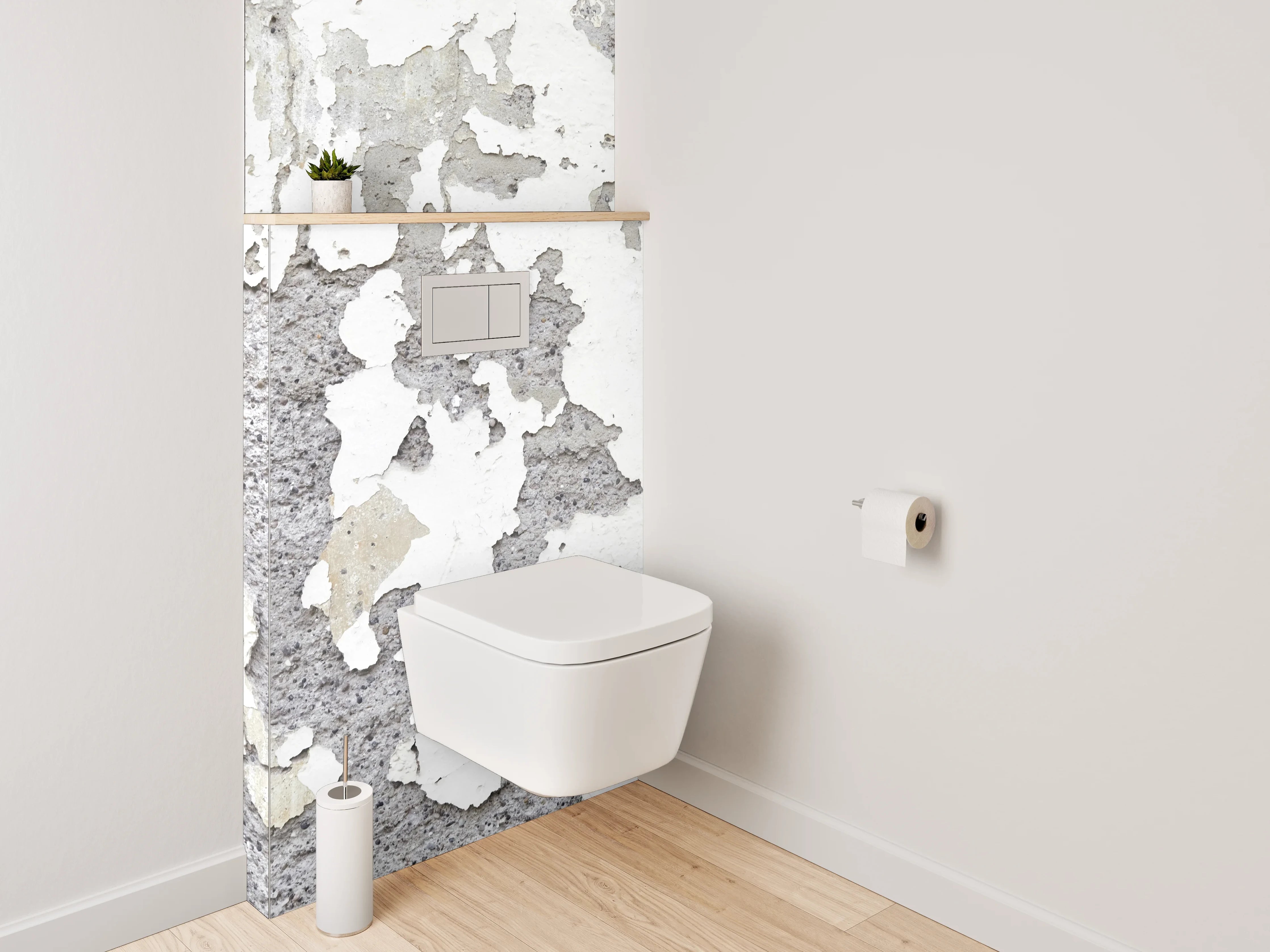 WC-Rückwand - Weiß-Graue Vintage-Putzoptik