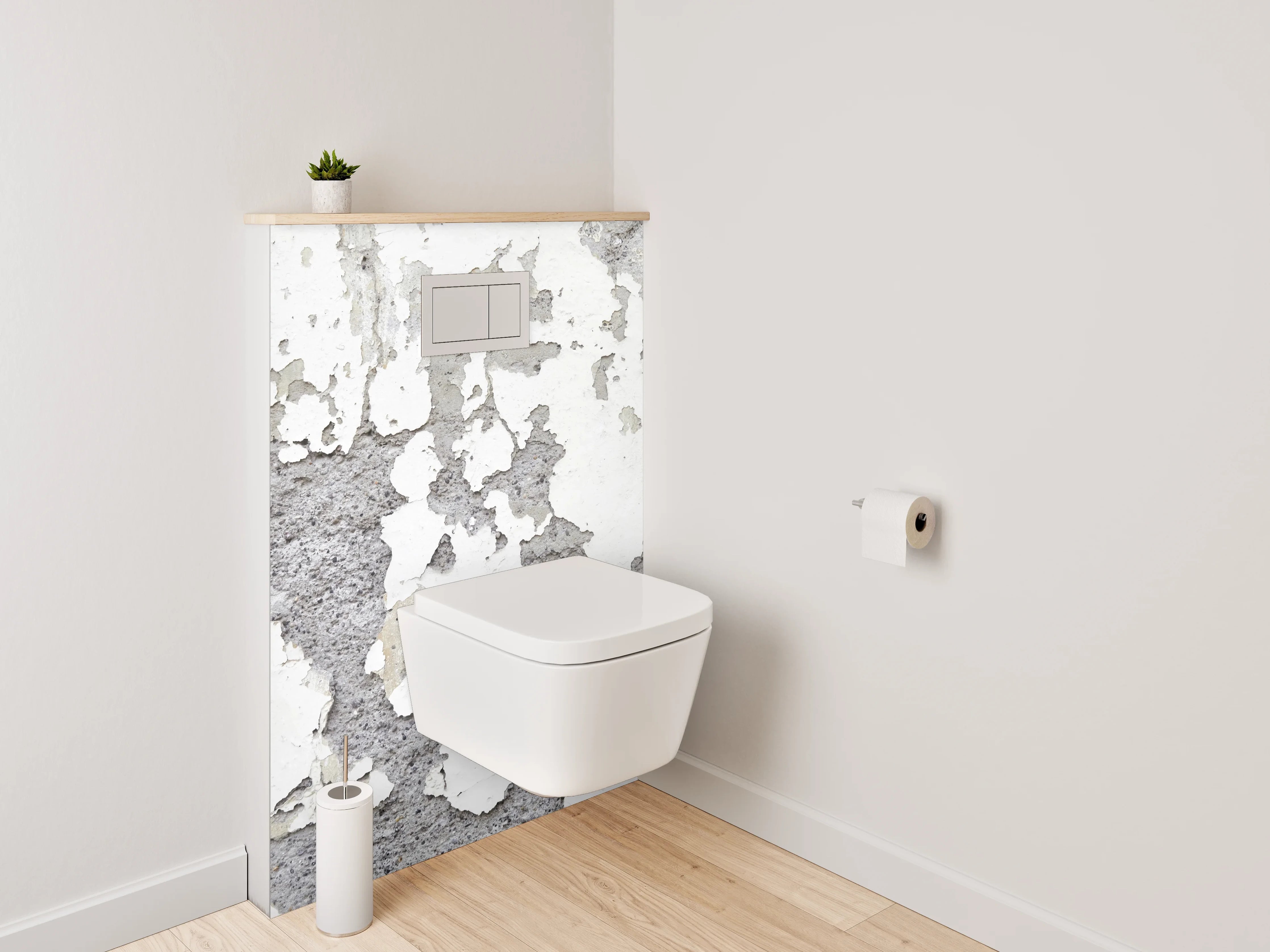 WC-Rückwand - Weiß-Graue Vintage-Putzoptik