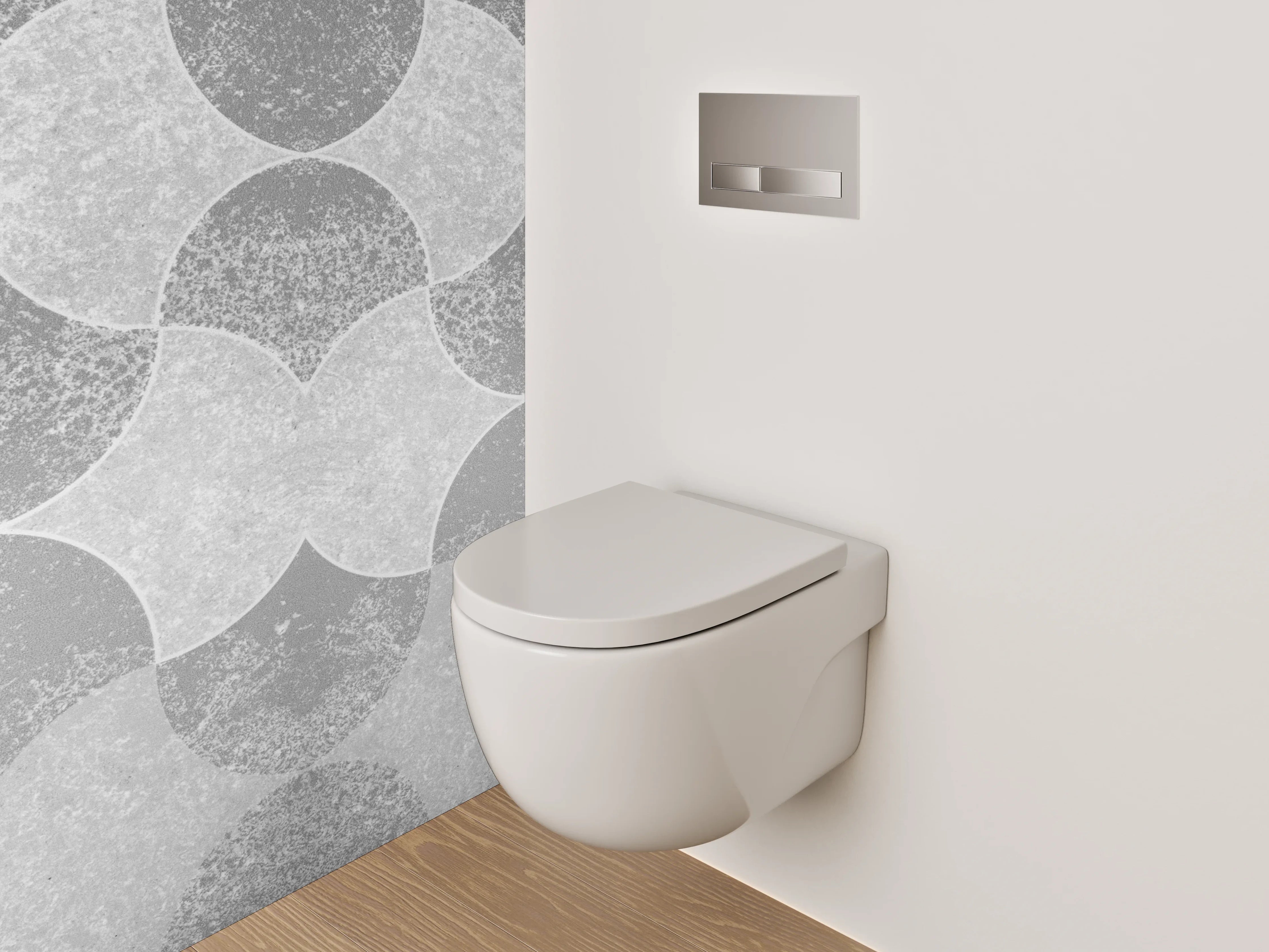 WC-Rückwand - Weiß-grau geometrisches Muster Minimal