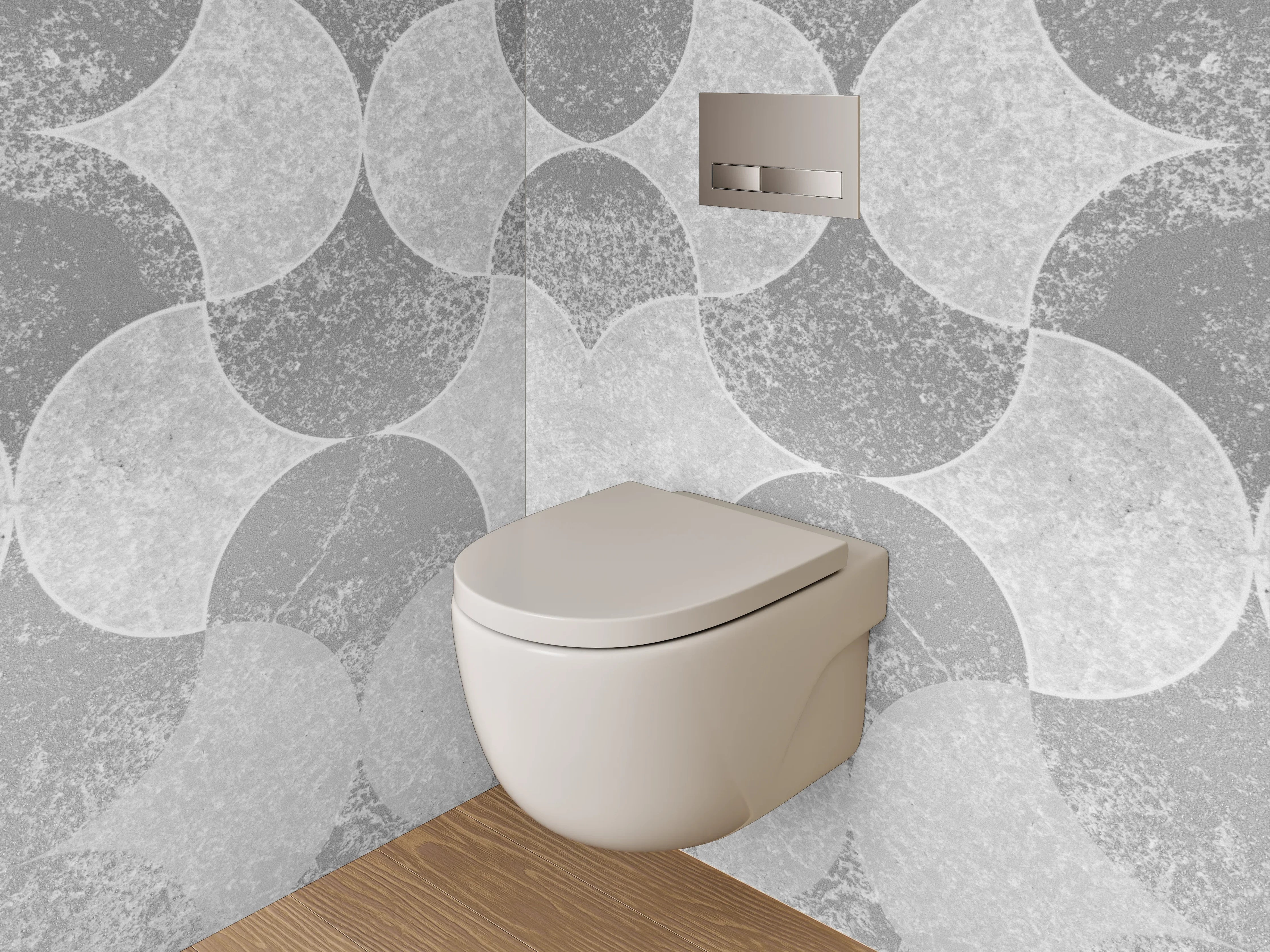 WC-Rückwand - Weiß-grau geometrisches Muster Minimal