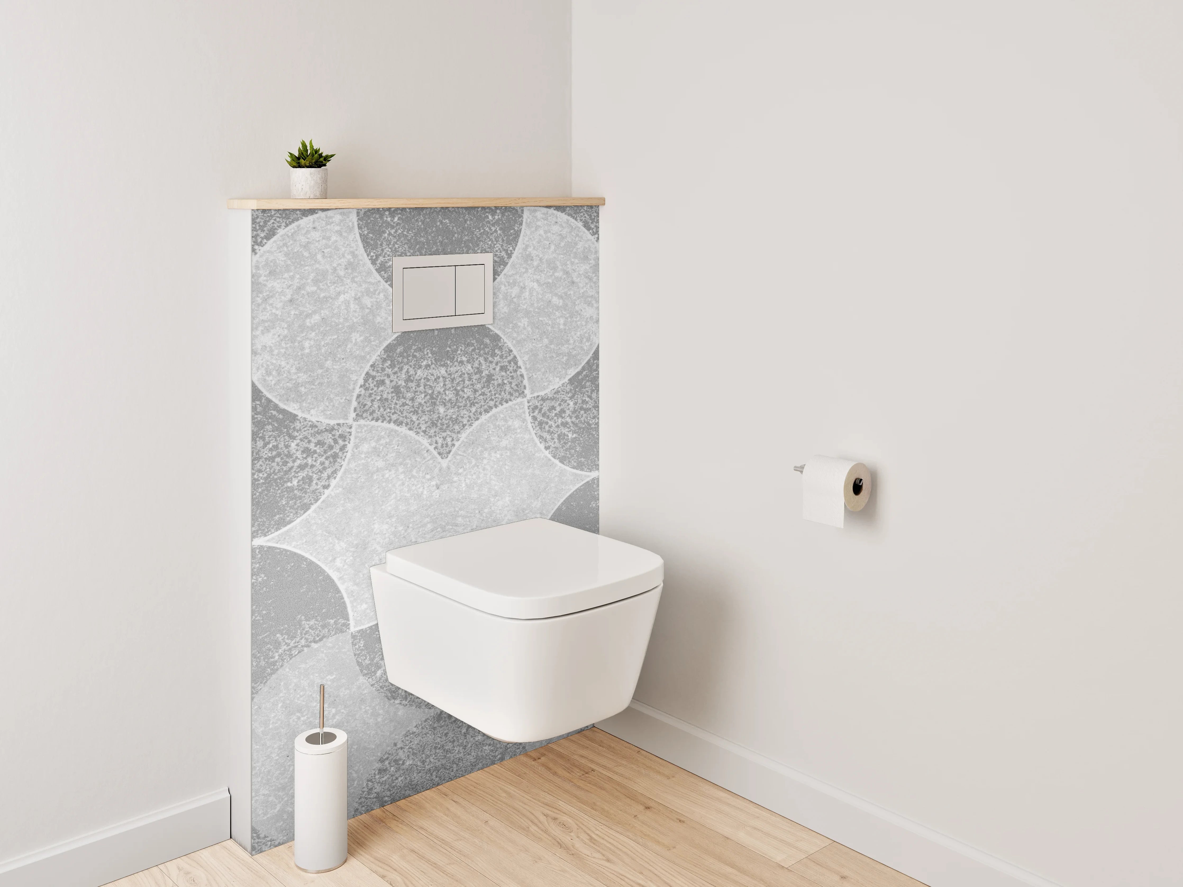 WC-Rückwand - Weiß-grau geometrisches Muster Minimal