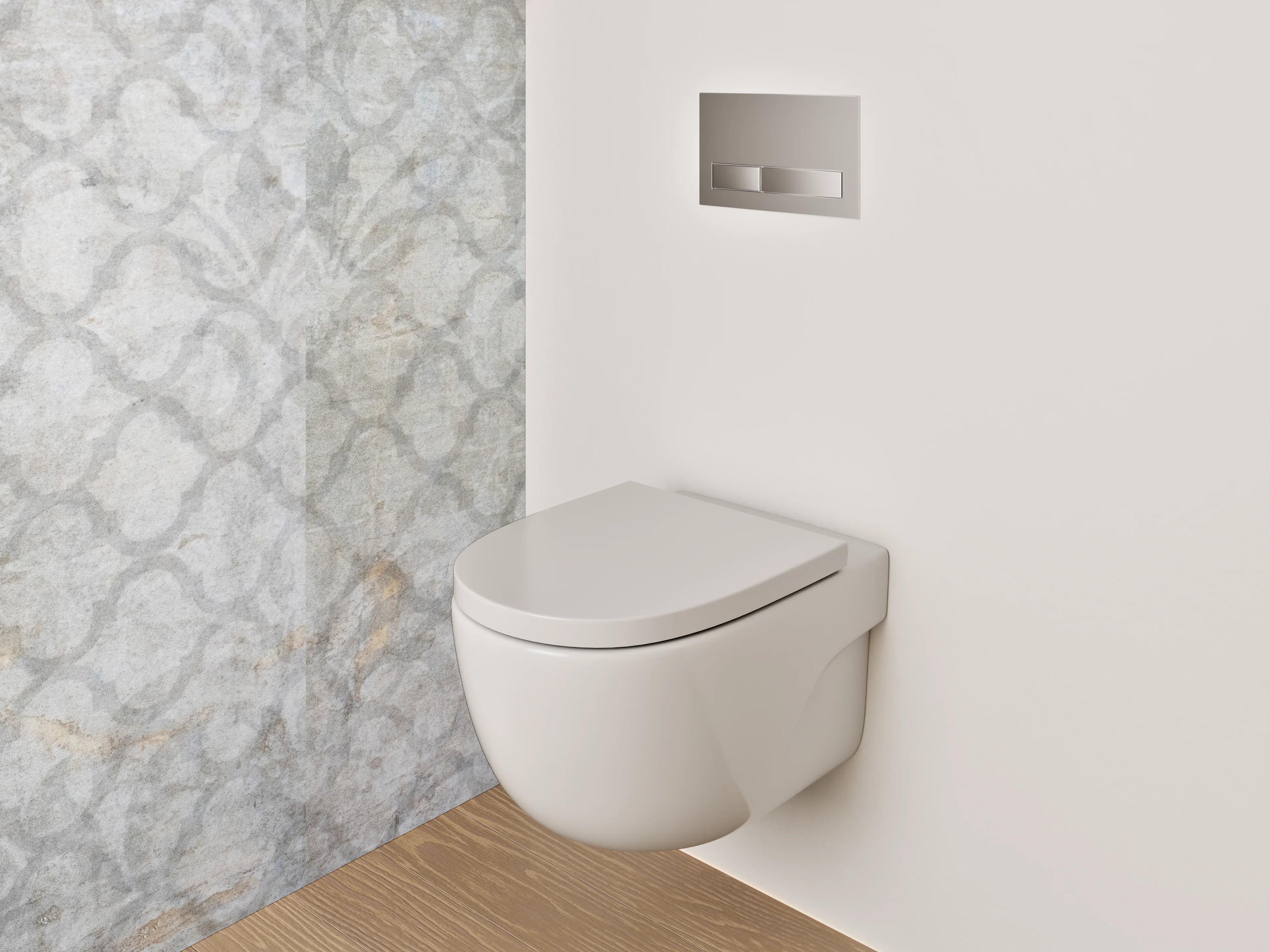 WC-Rückwand - Weiß-grau marmorierte Muster-Optik