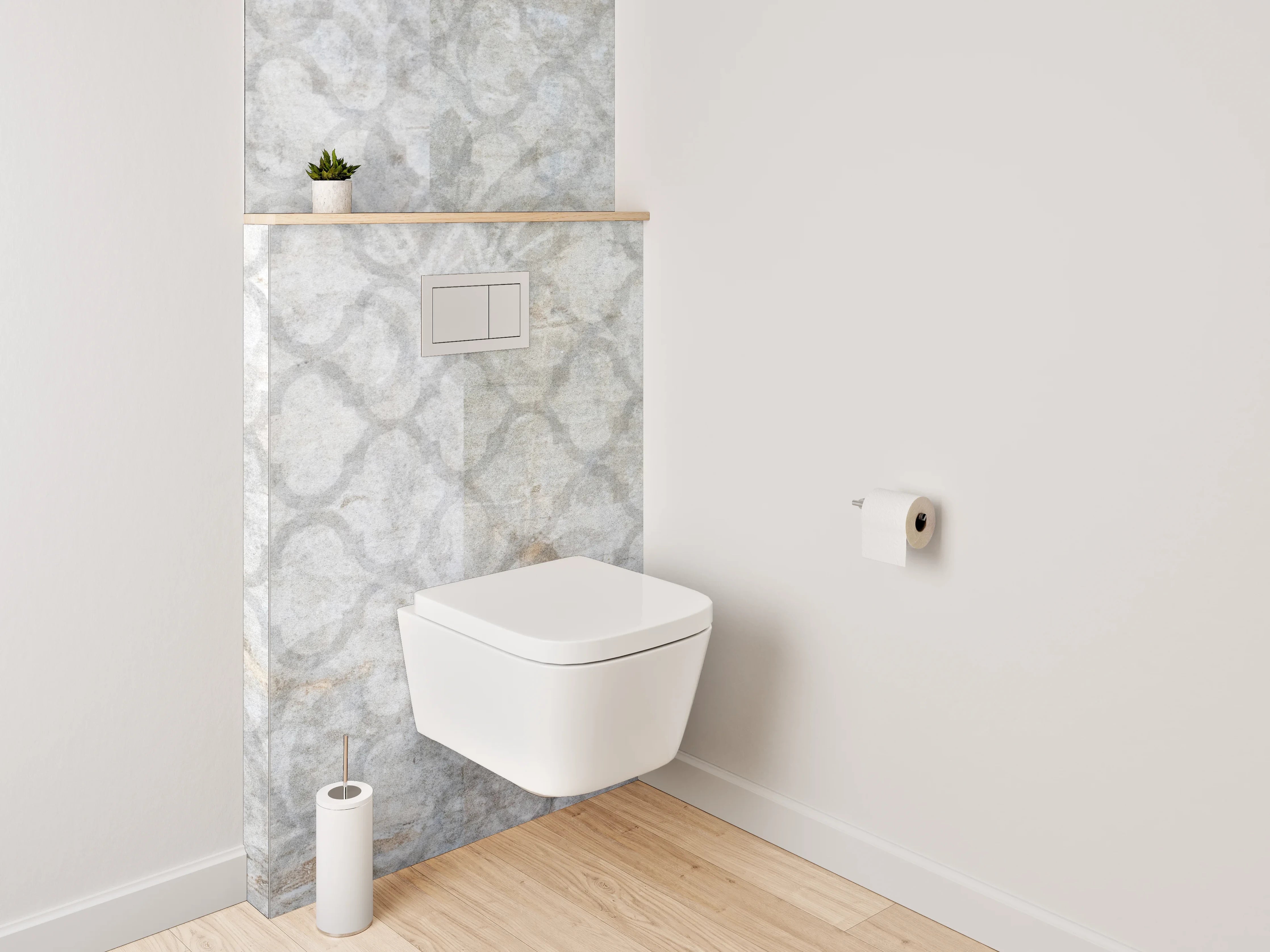 WC-Rückwand - Weiß-grau marmorierte Muster-Optik