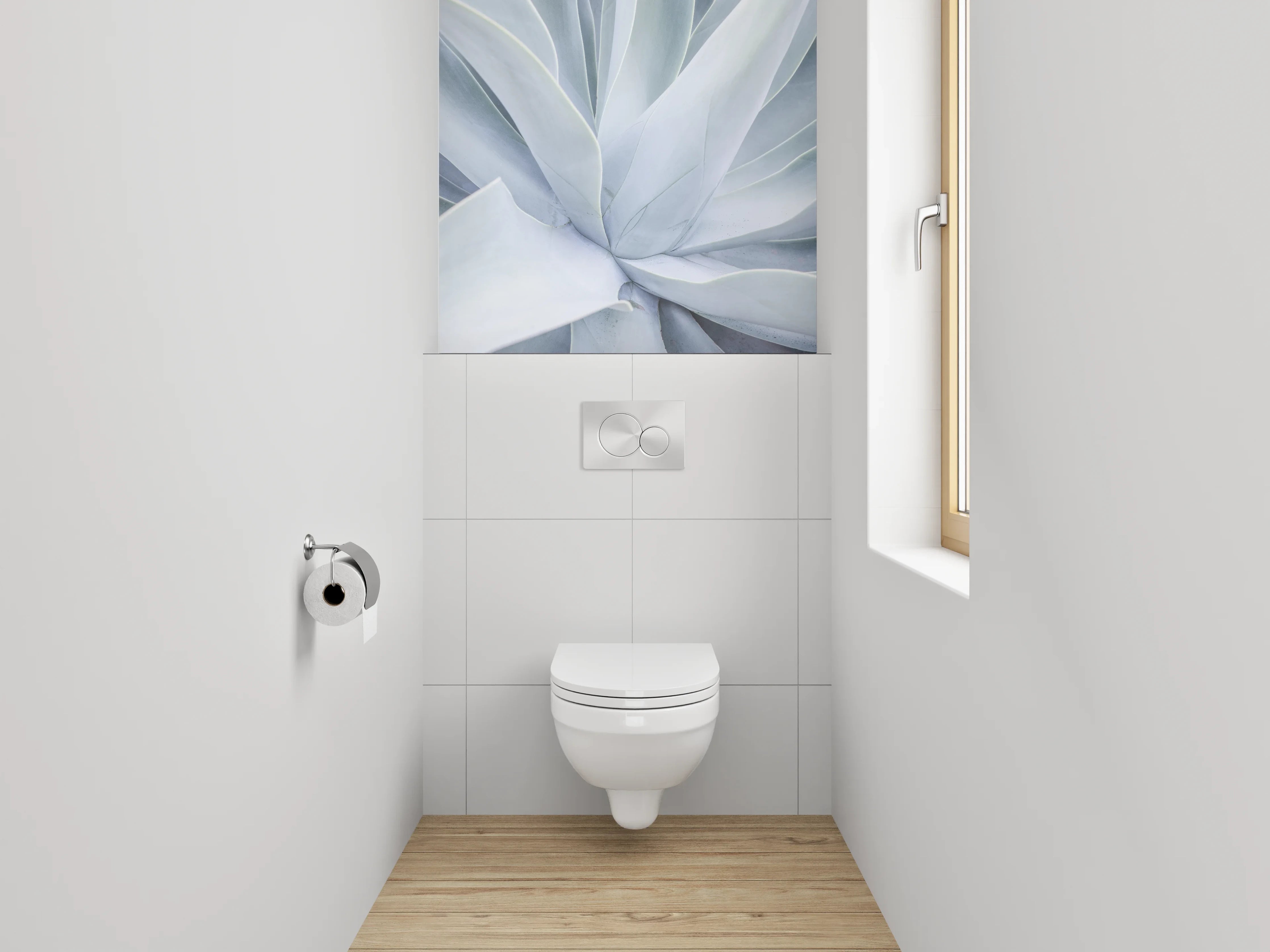 WC-Rückwand - Weiß-graue Agavenstruktur Naturmotiv