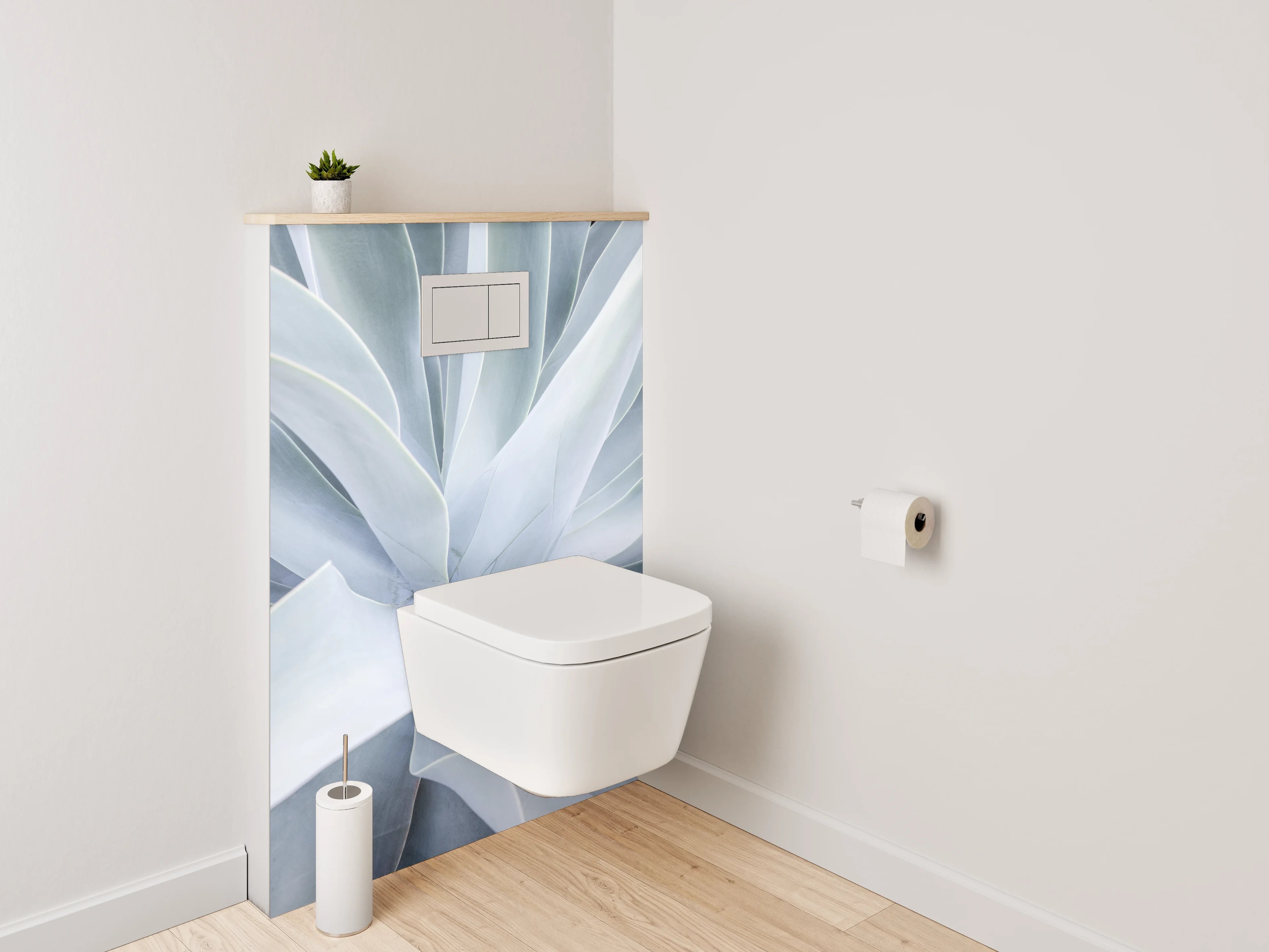 WC-Rückwand - Weiß-graue Agavenstruktur Naturmotiv