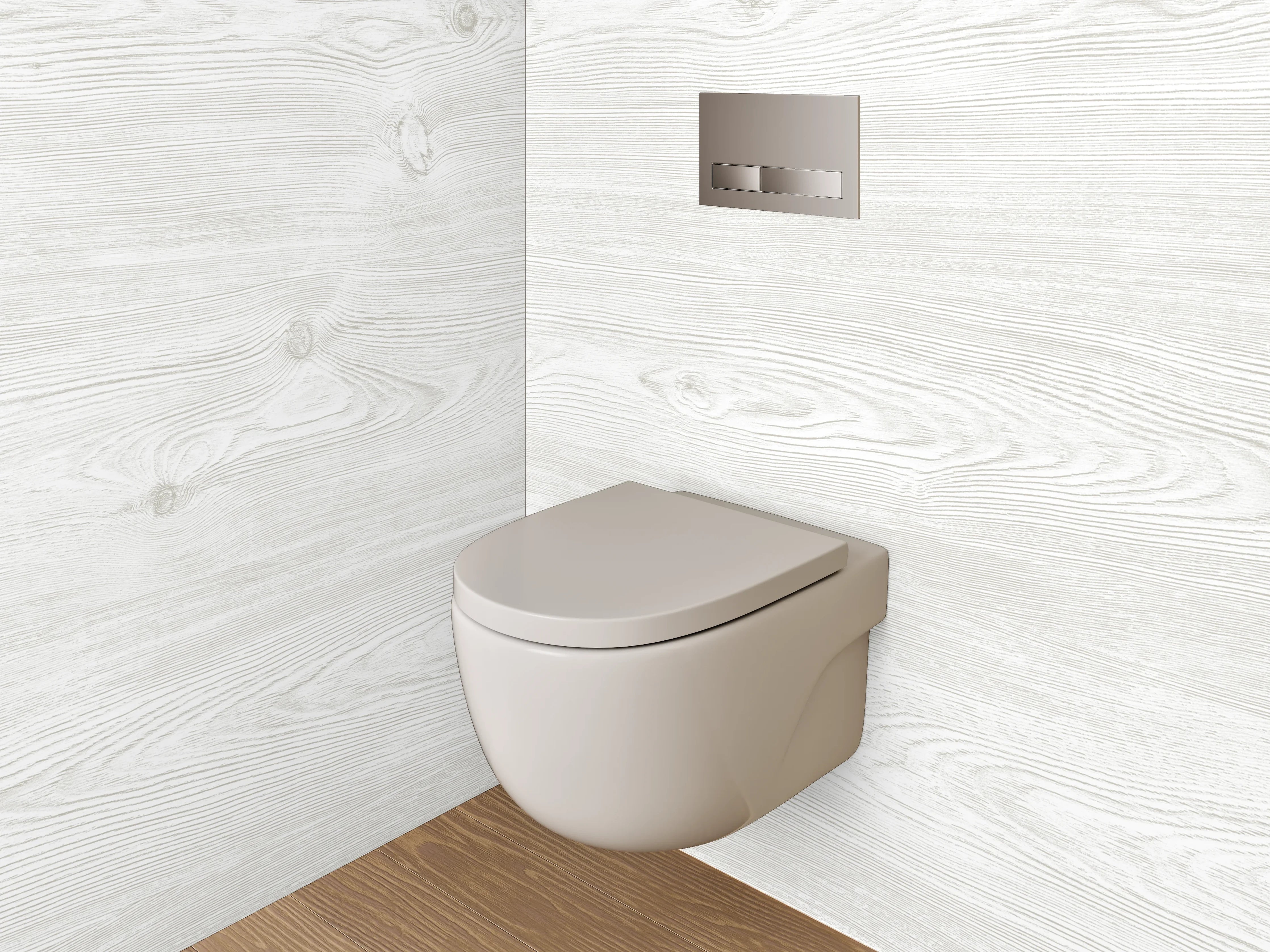 WC-Rückwand - Weiß-graue Holzstruktur Dekor
