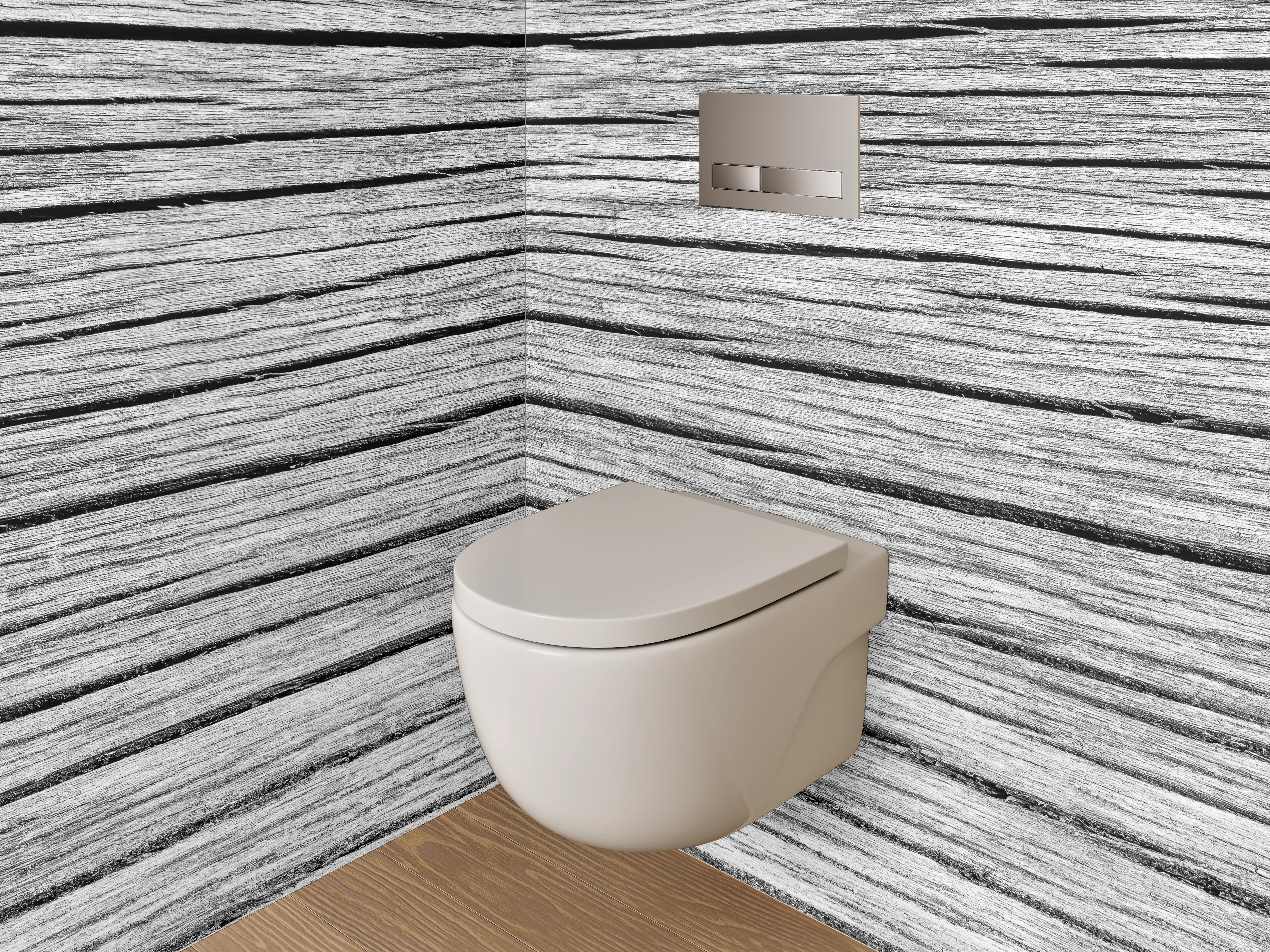 WC-Rückwand - Weiß-graue Holzstruktur-Optik