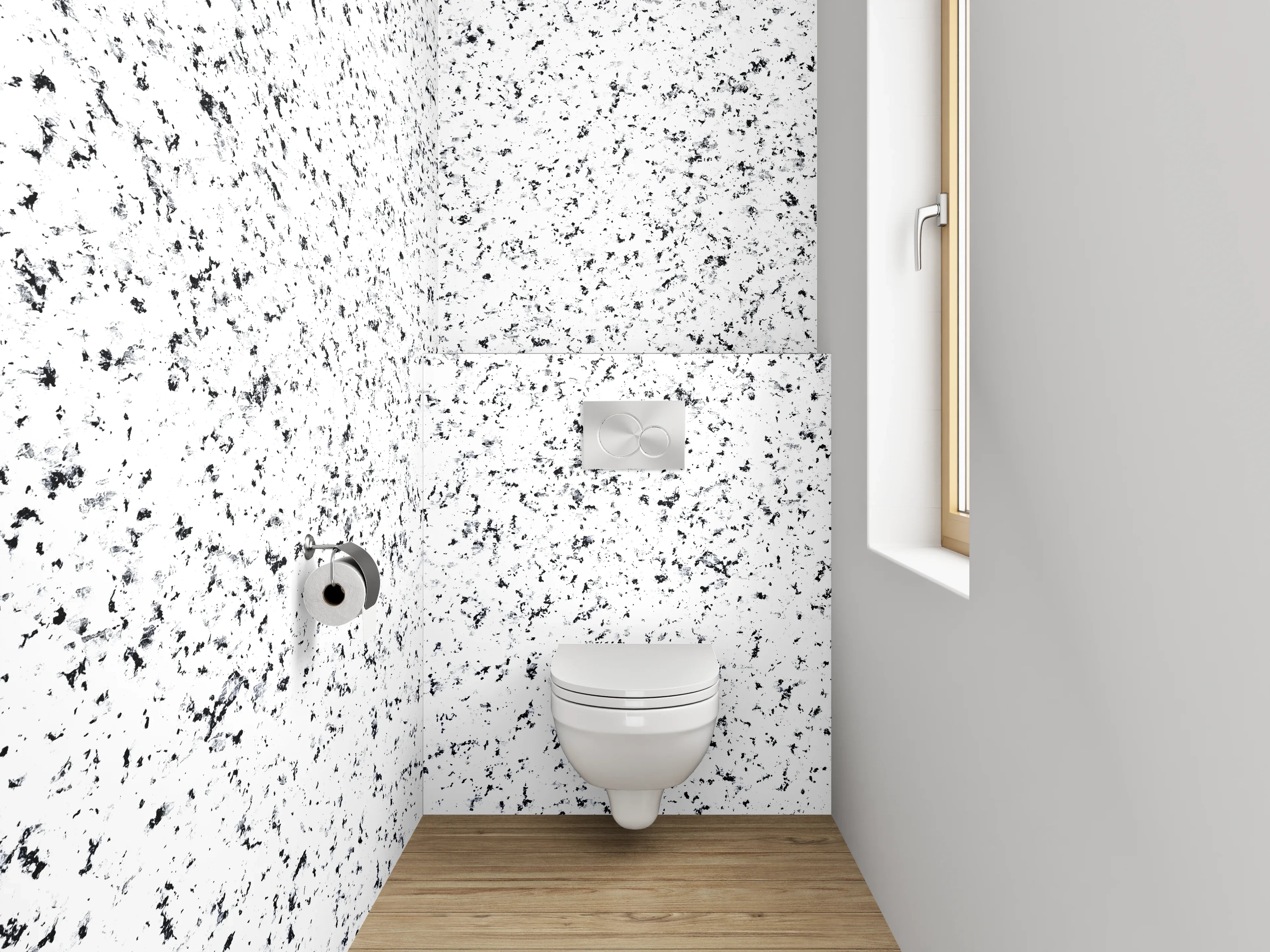 WC-Rückwand - Weiß-graue Marmor Sprenkel Optik