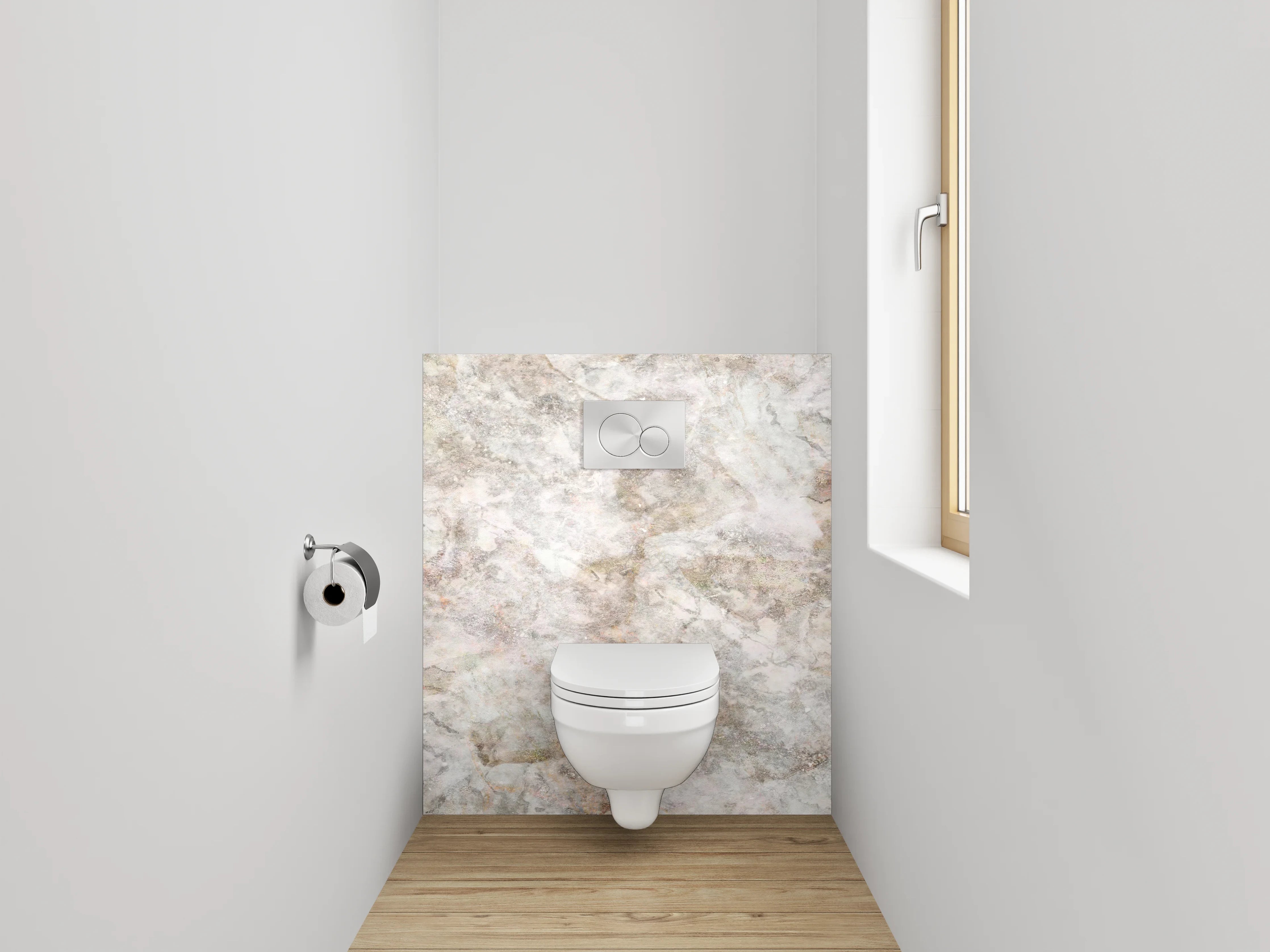 WC-Rückwand - Weiß-graue Marmoroptik Deluxe