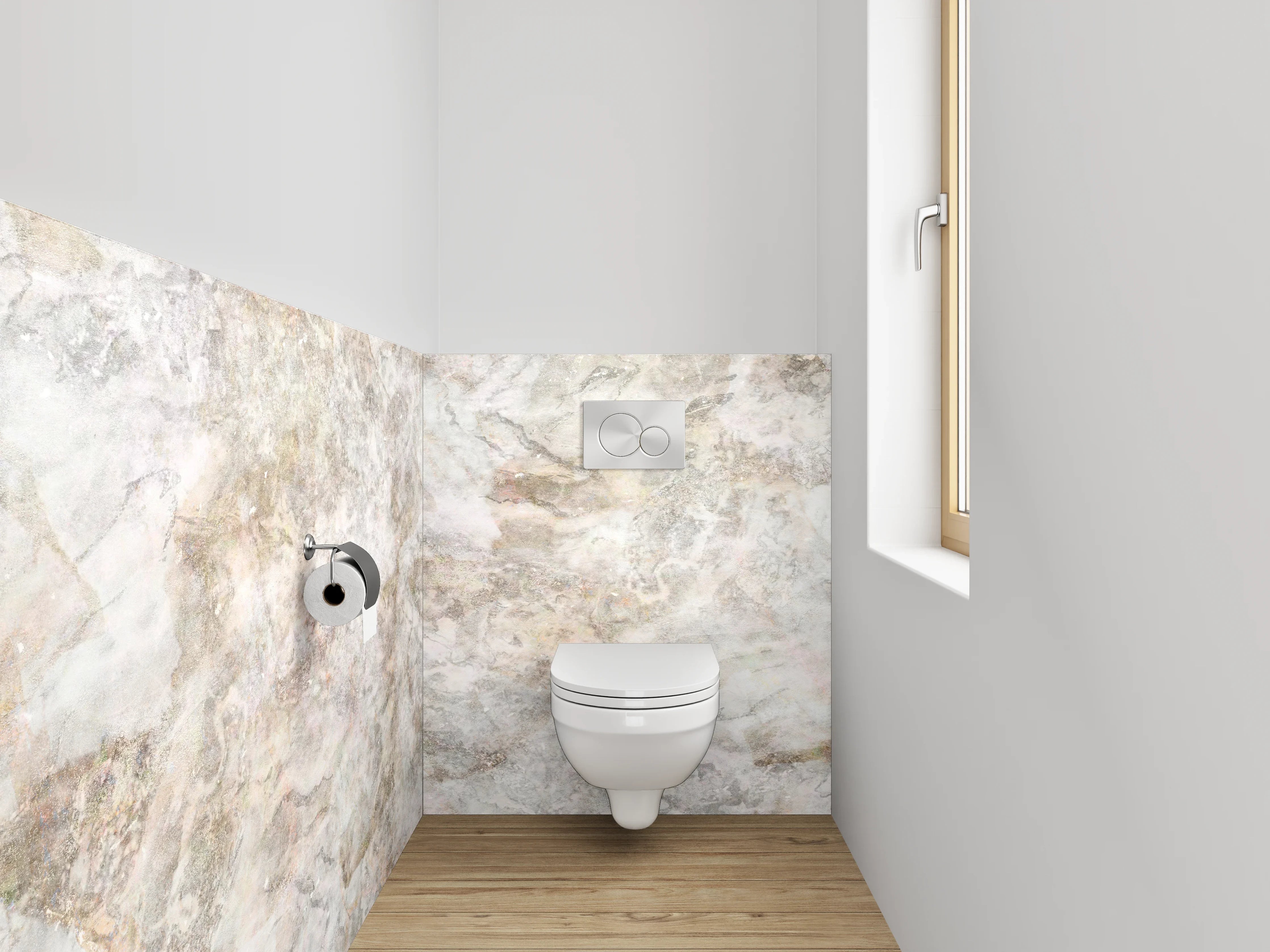 WC-Rückwand - Weiß-graue Marmoroptik Deluxe