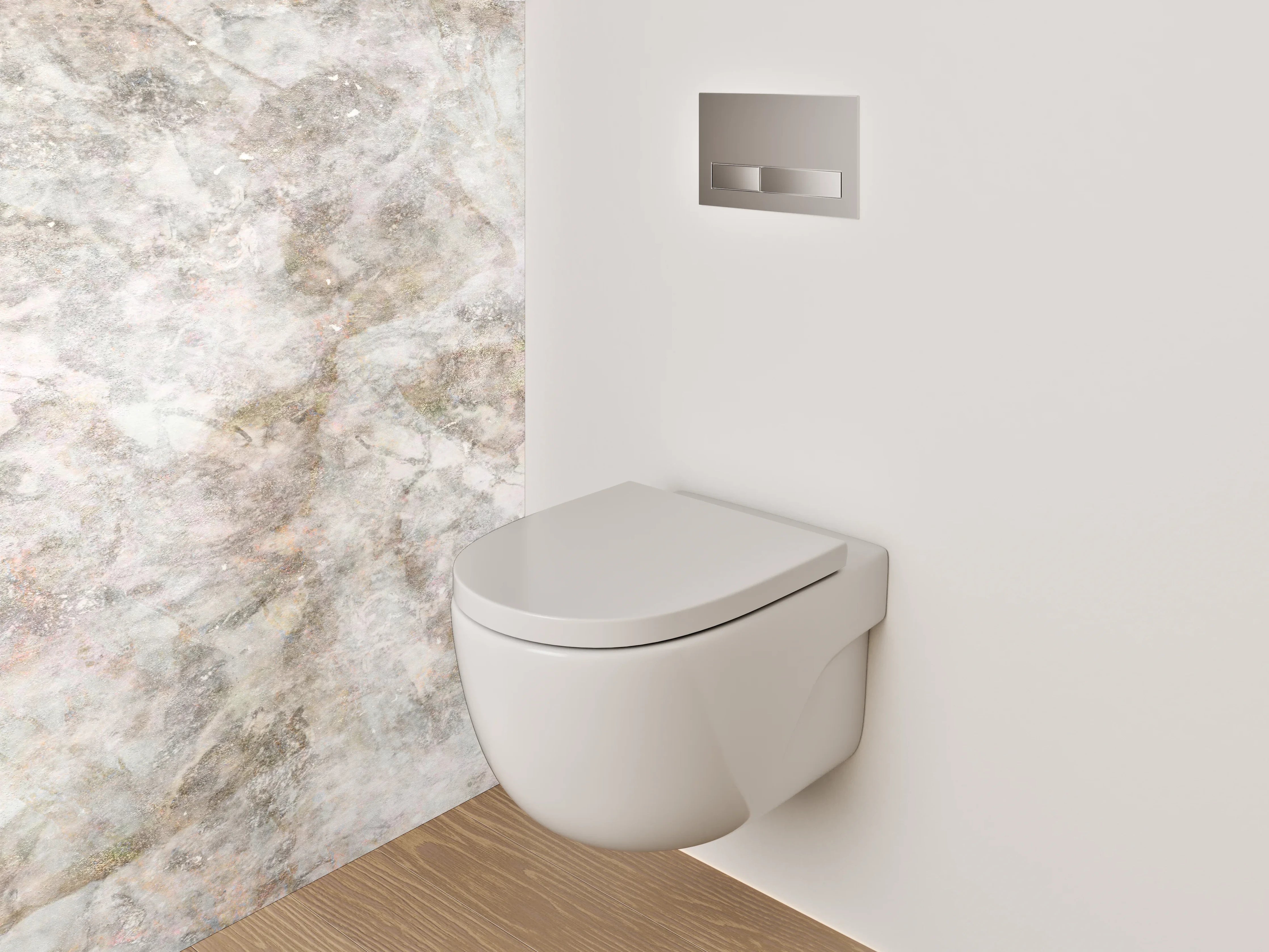 WC-Rückwand - Weiß-graue Marmoroptik Deluxe