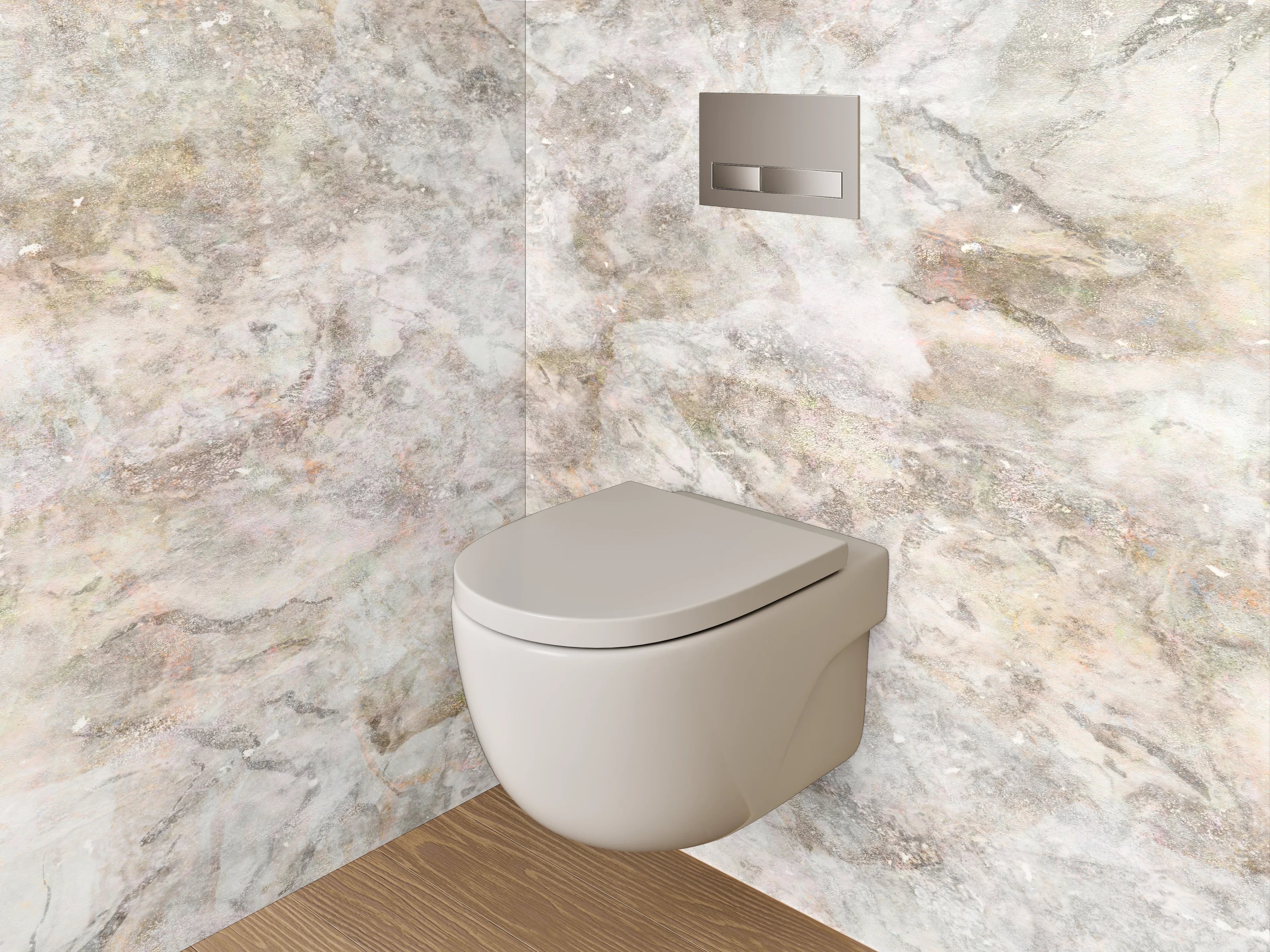 WC-Rückwand - Weiß-graue Marmoroptik Deluxe