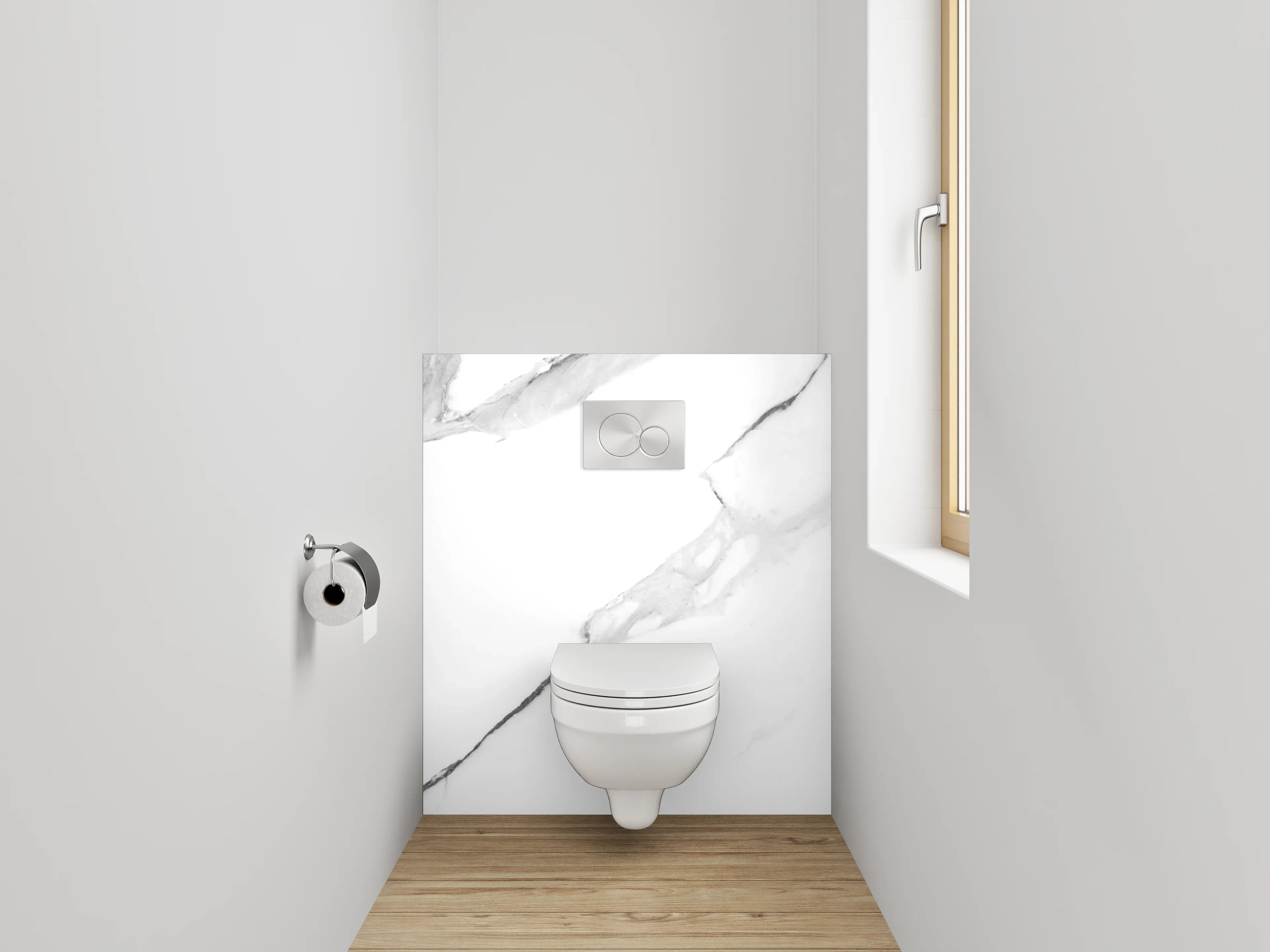 WC-Rückwand - Weiß-graue Marmoroptik Modern