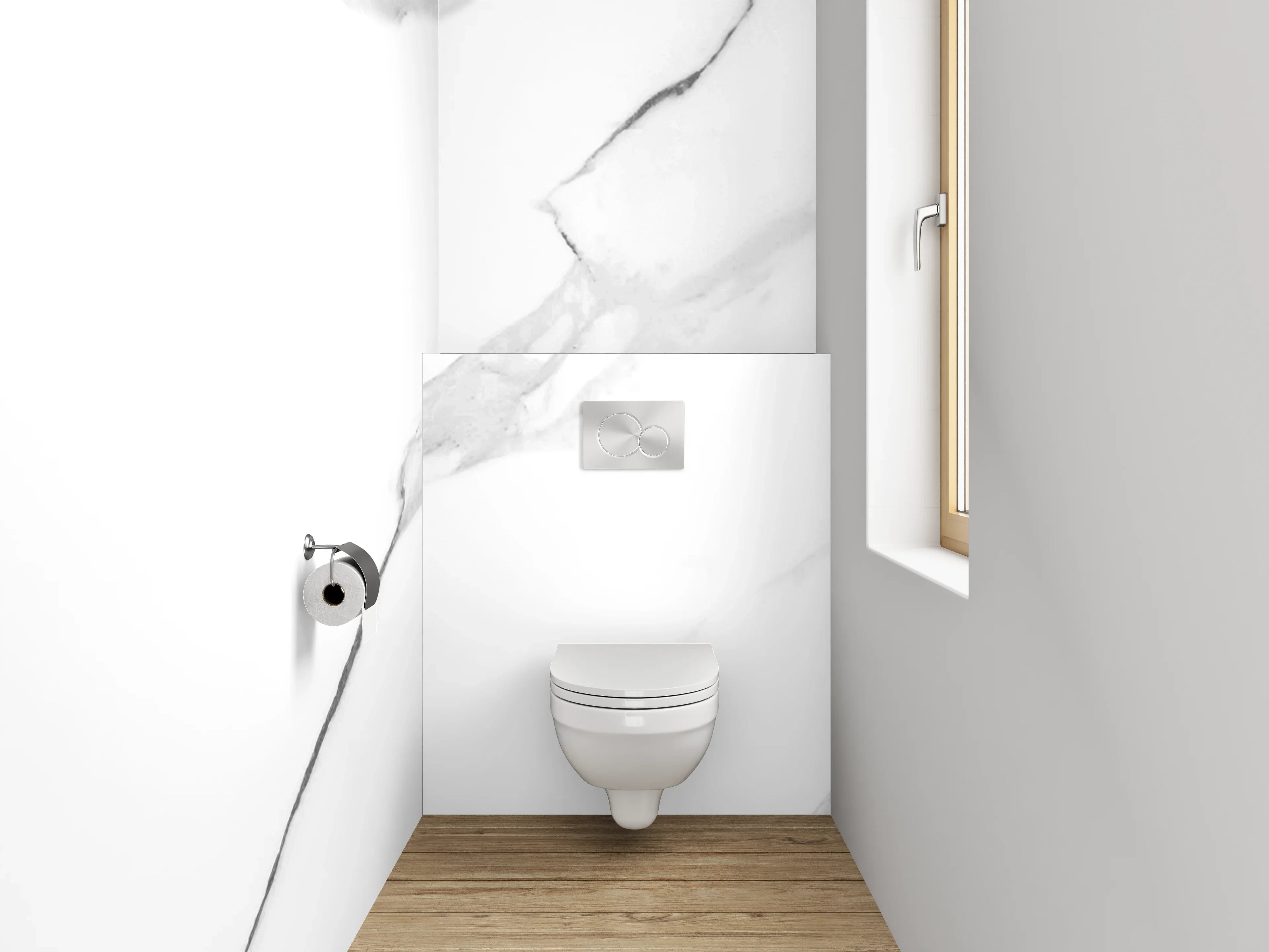 WC-Rückwand - Weiß-graue Marmoroptik Modern