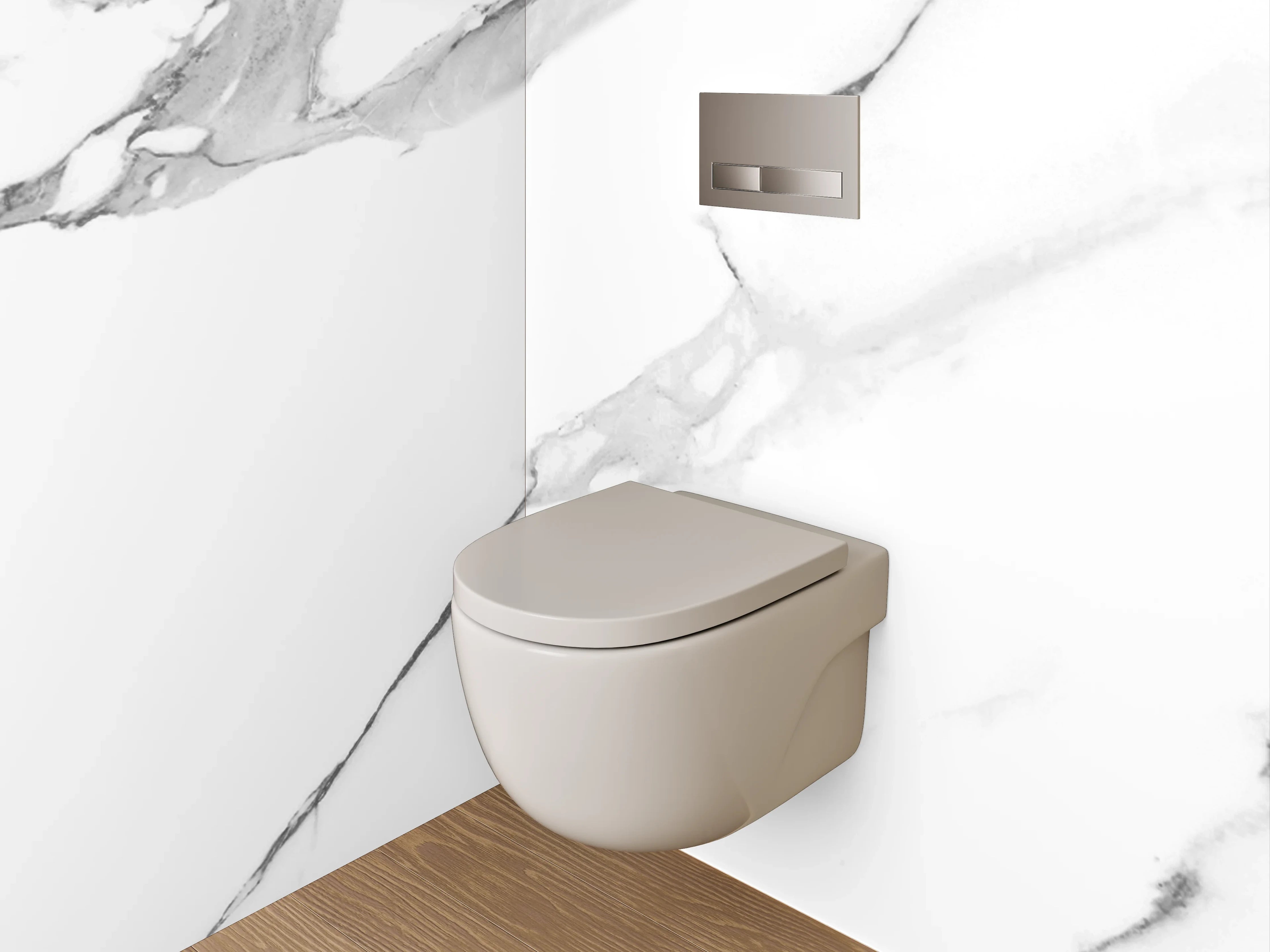 WC-Rückwand - Weiß-graue Marmoroptik Modern