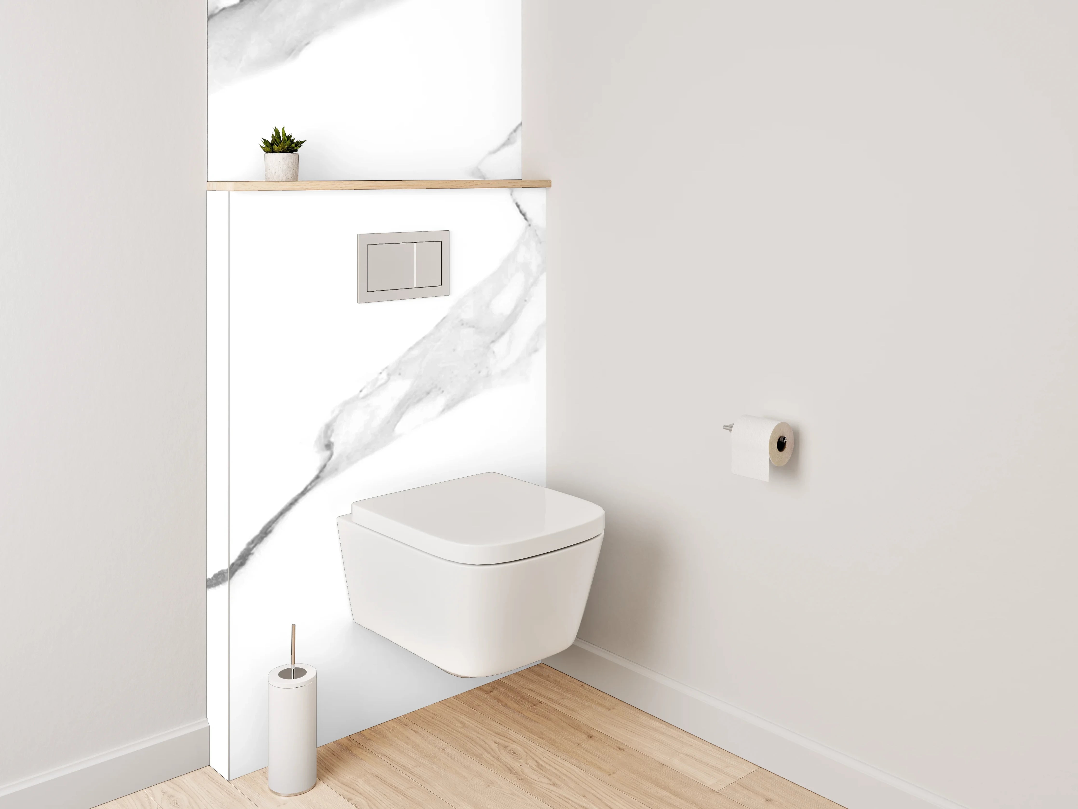 WC-Rückwand - Weiß-graue Marmoroptik Modern