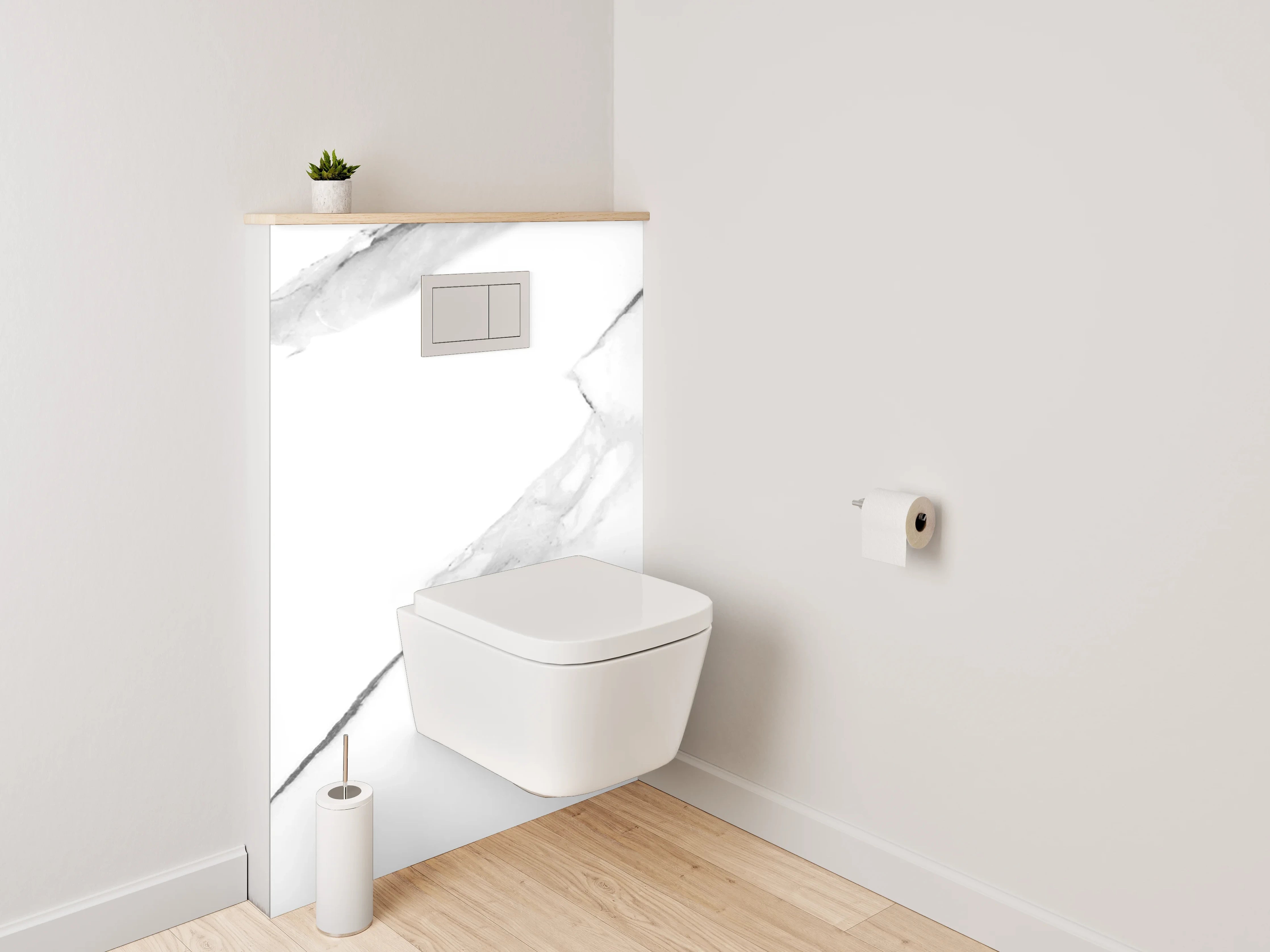 WC-Rückwand - Weiß-graue Marmoroptik Modern