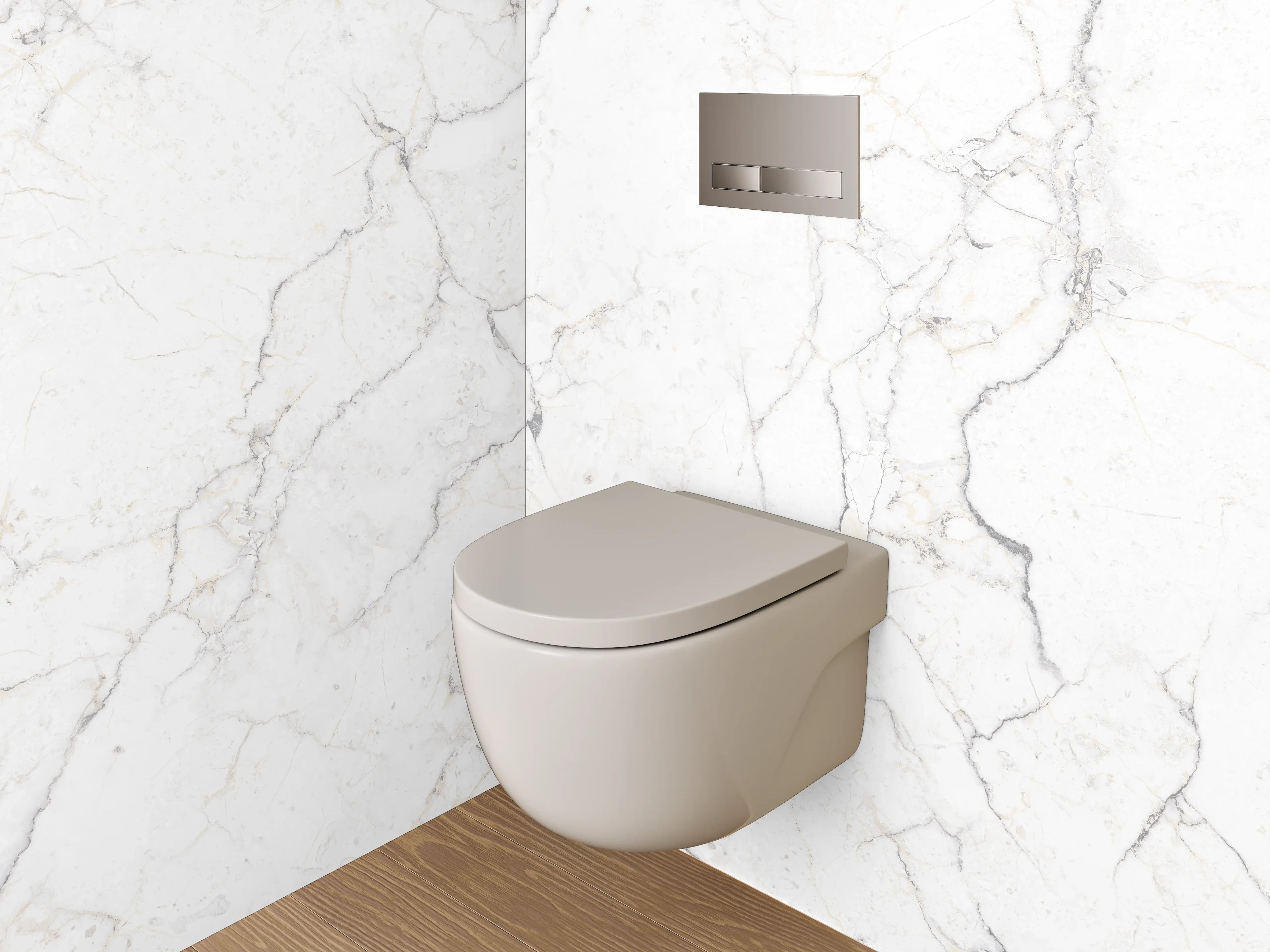 WC-Rückwand - Weiß-graue Marmoroptik – Eleganz pur