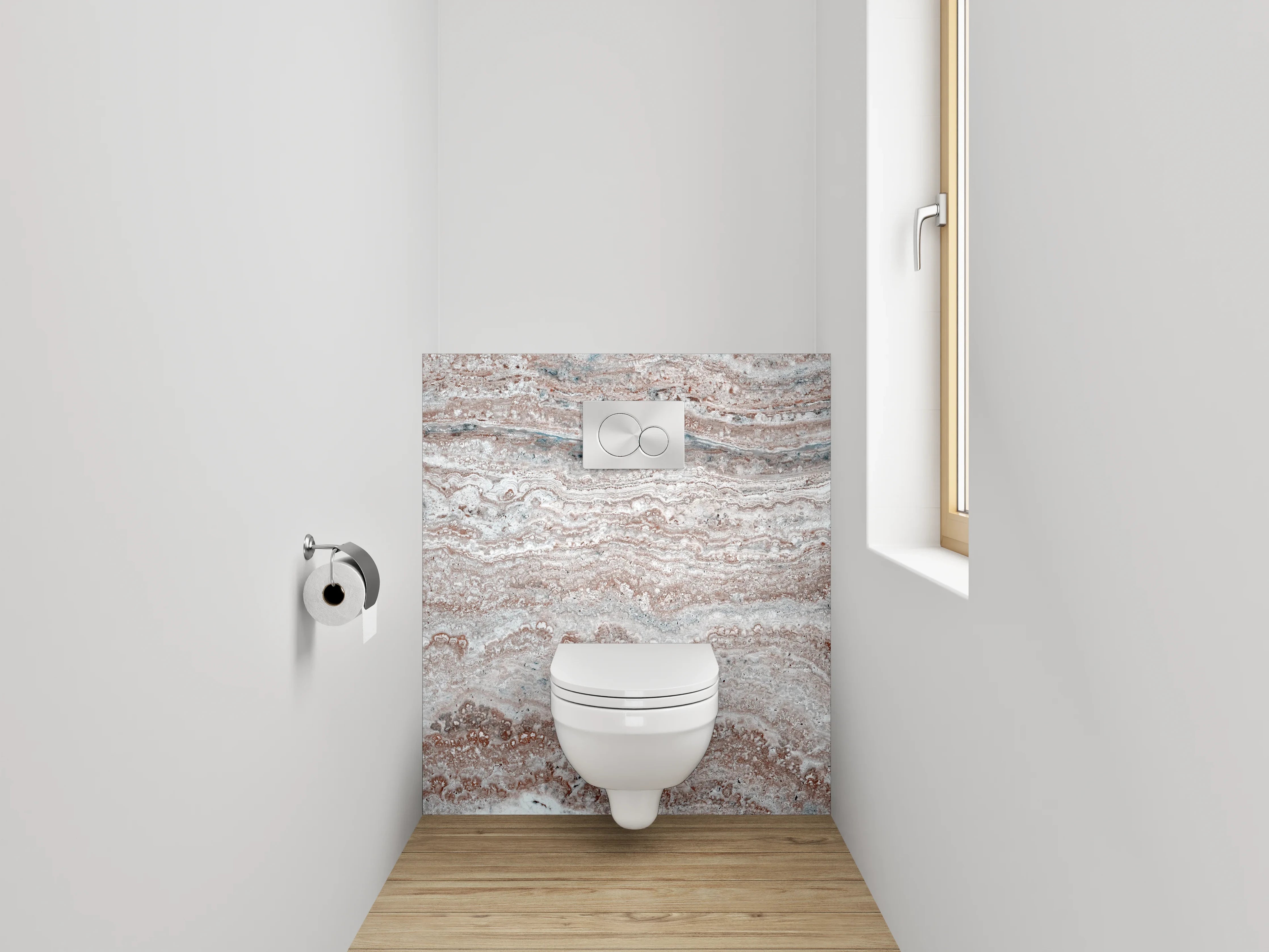 WC-Rückwand - Weiß-graue Marmorstruktur Wanddekor