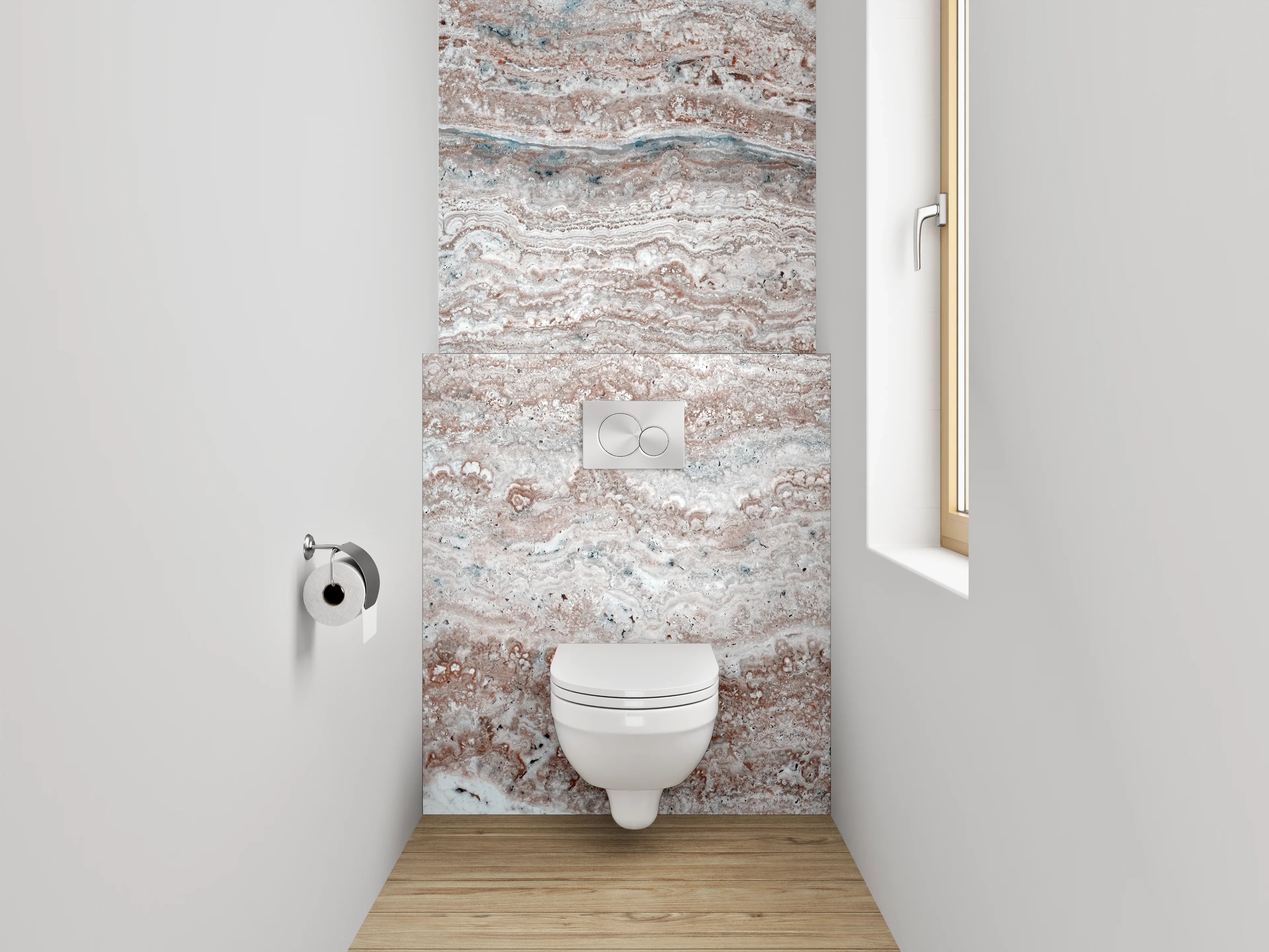 WC-Rückwand - Weiß-graue Marmorstruktur Wanddekor
