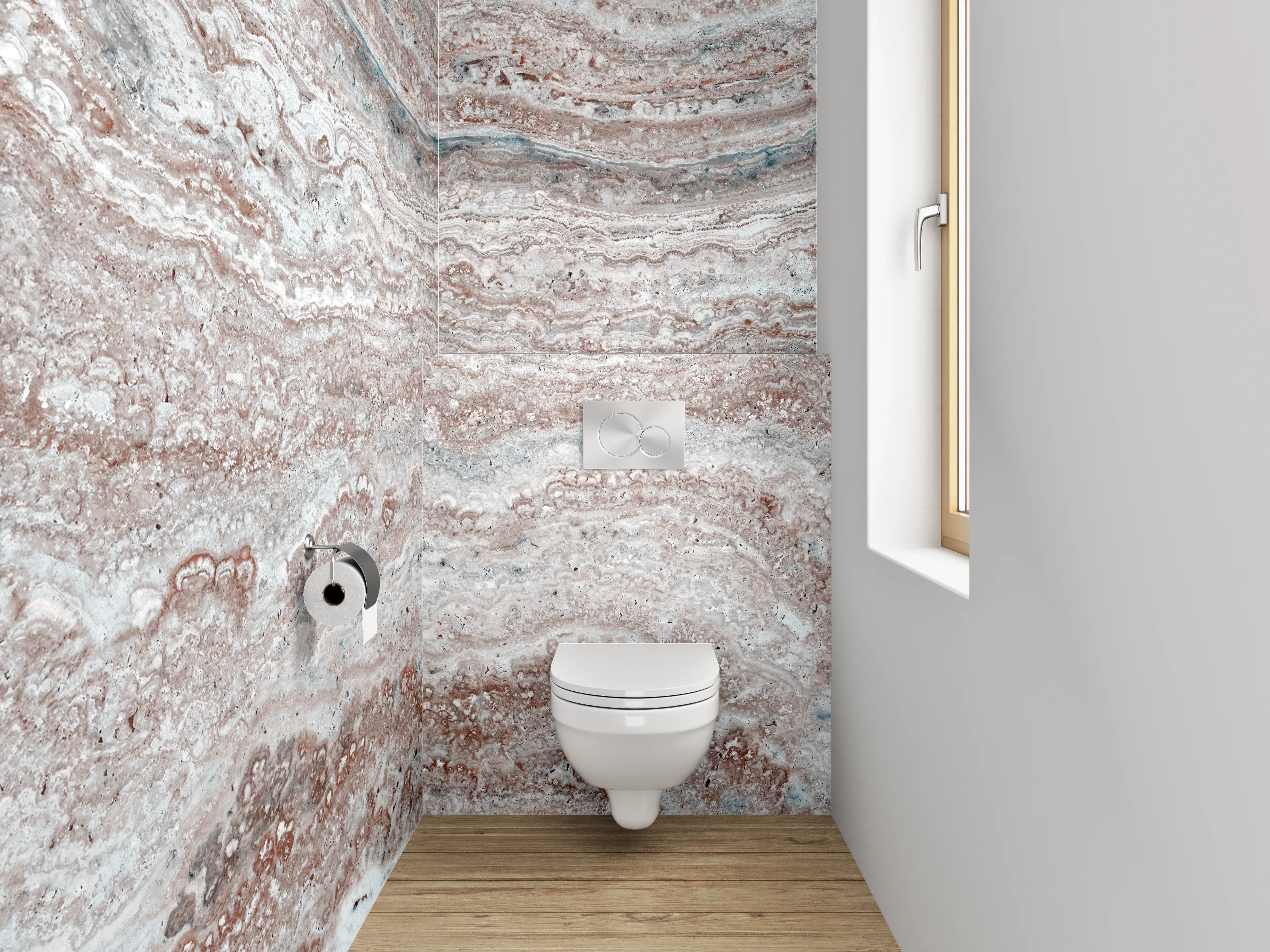 WC-Rückwand - Weiß-graue Marmorstruktur Wanddekor