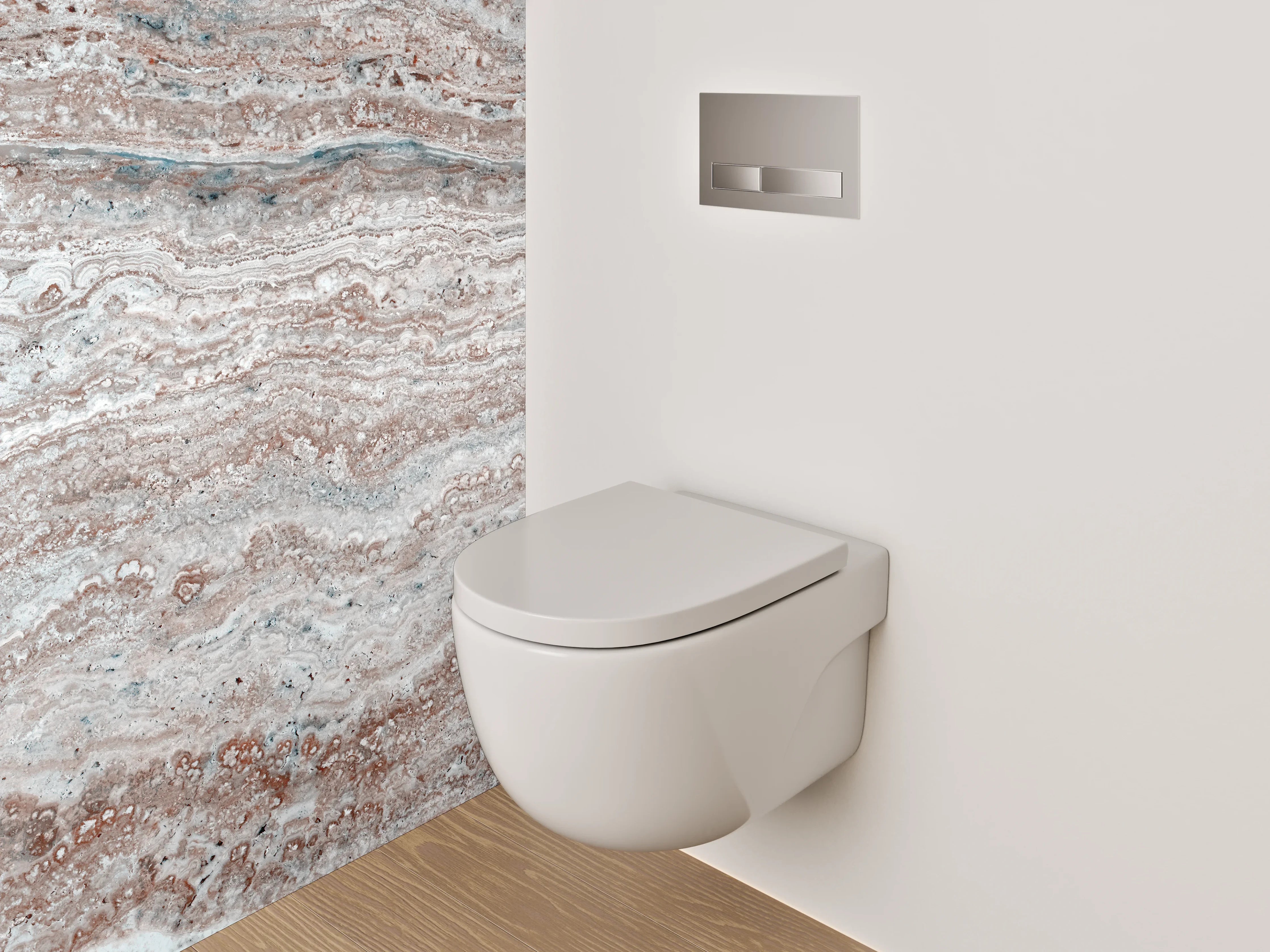 WC-Rückwand - Weiß-graue Marmorstruktur Wanddekor