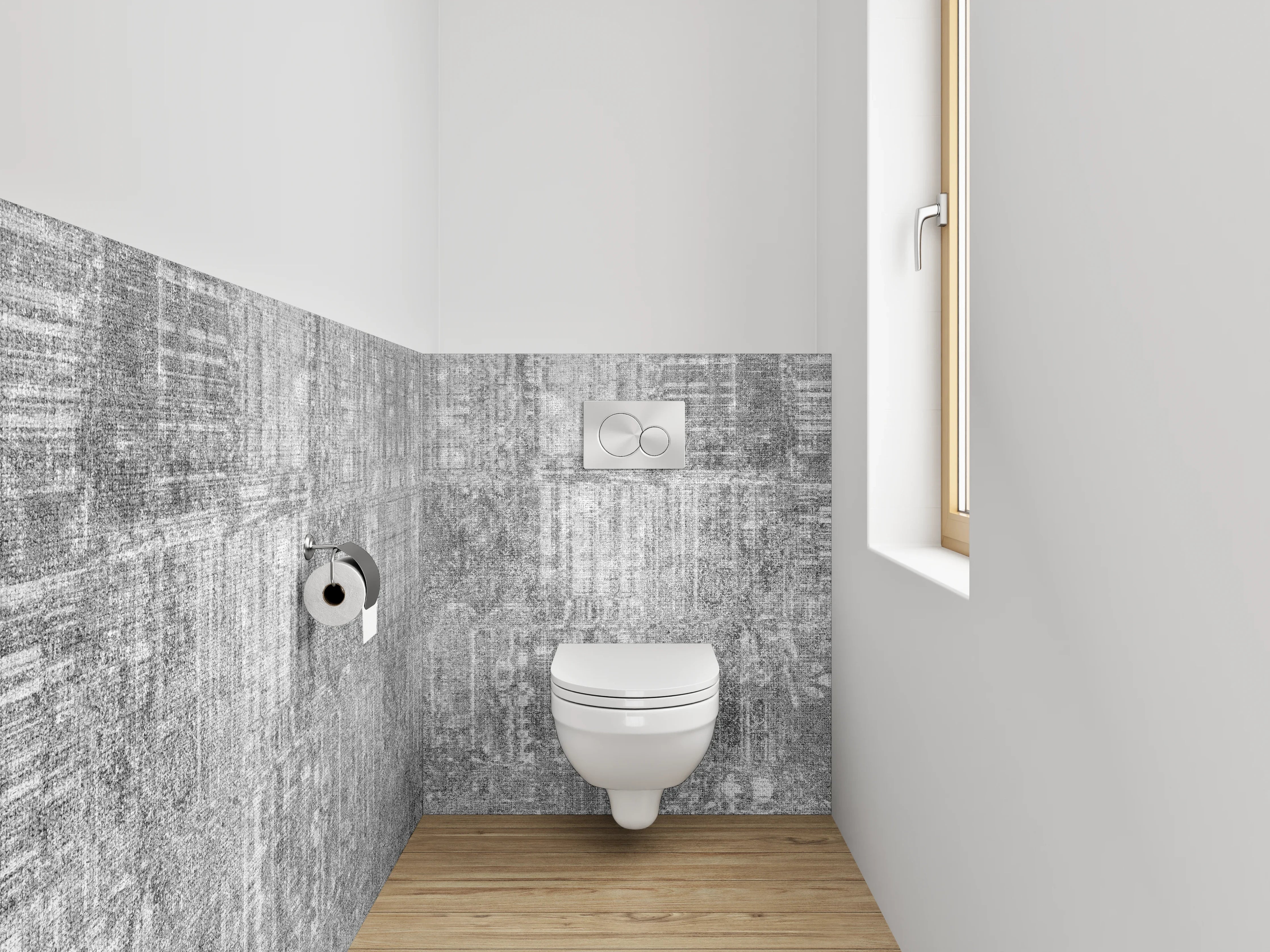 WC-Rückwand - Weiß-graue Marmorstruktur modern