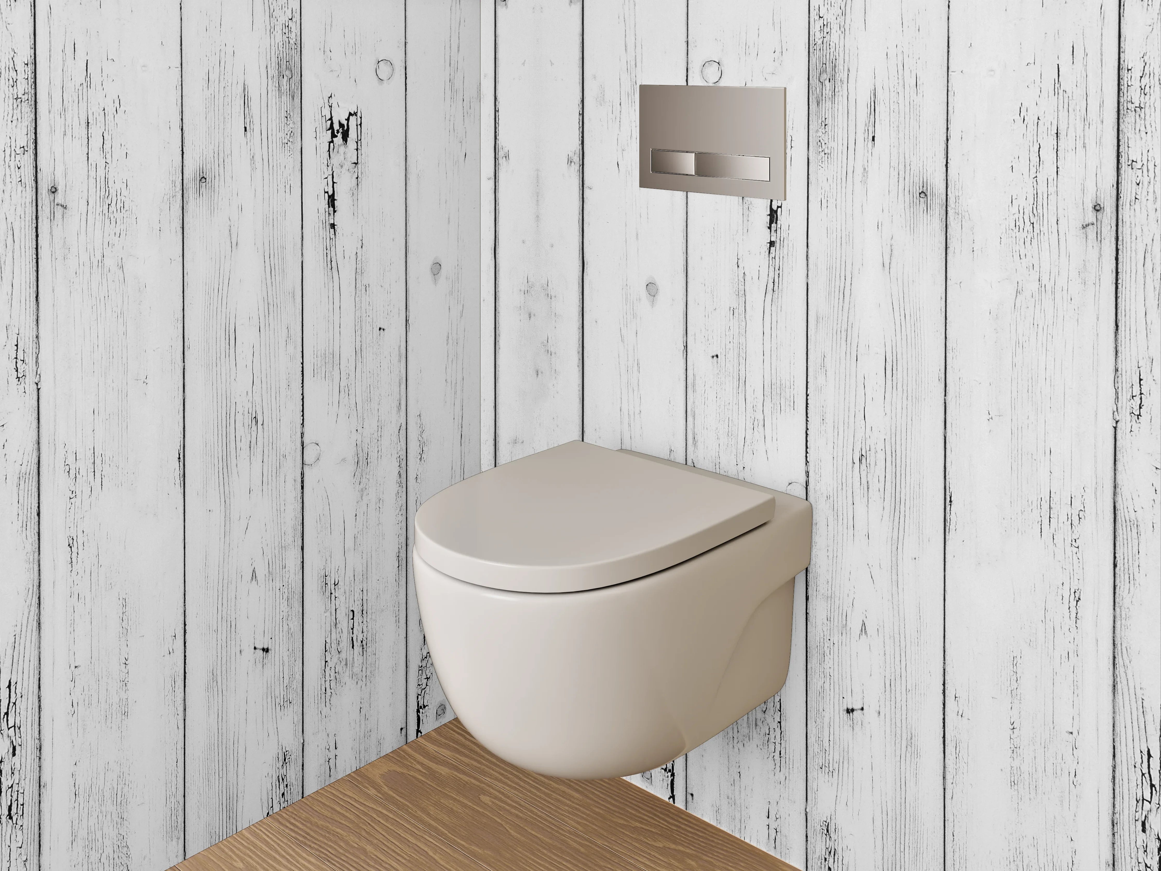 WC-Rückwand - Weiß-graue Vintage-Holzoptik