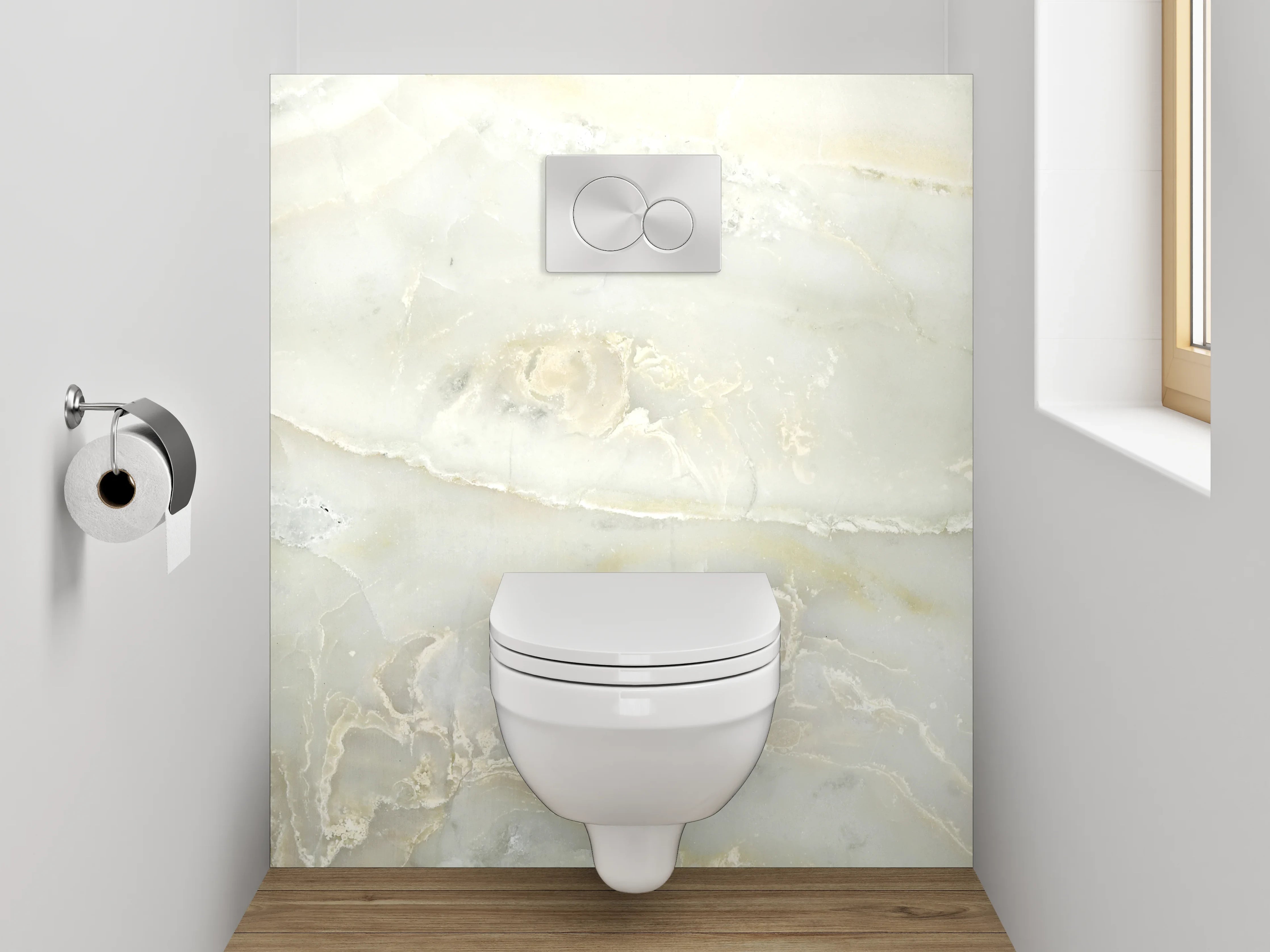 WC-Rückwand - Weiß-grauer Marmor Look