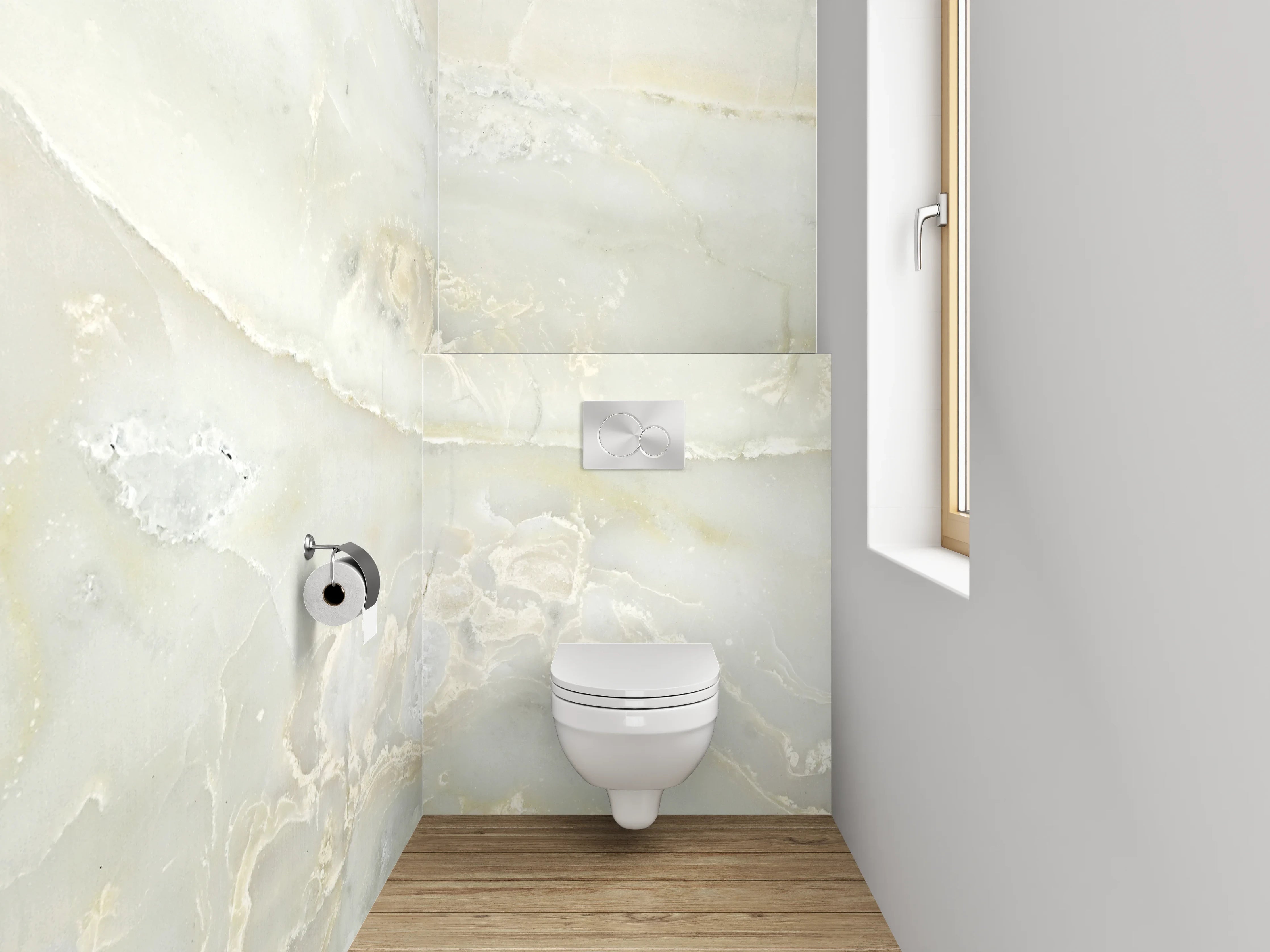 WC-Rückwand - Weiß-grauer Marmor Look