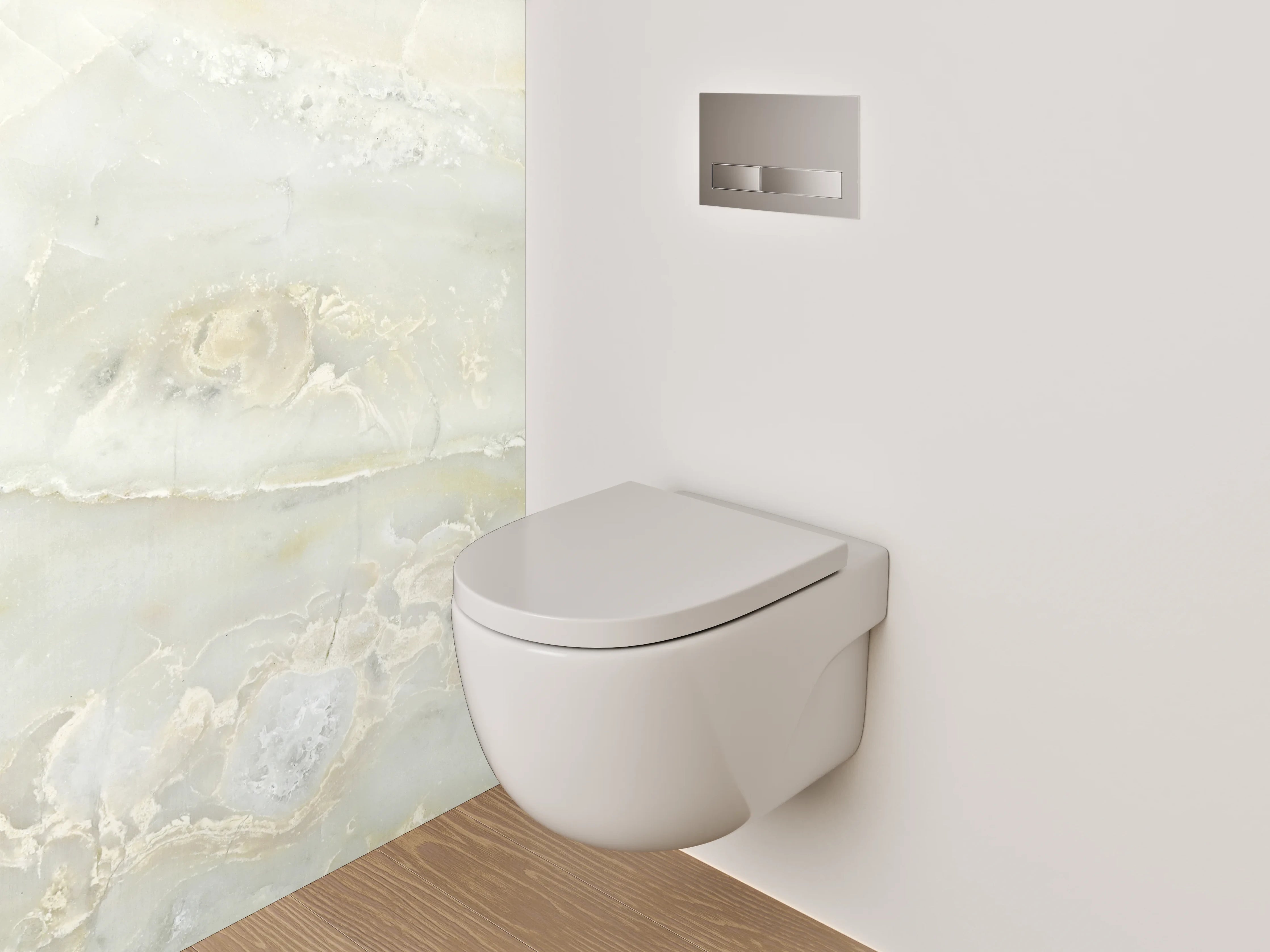 WC-Rückwand - Weiß-grauer Marmor Look