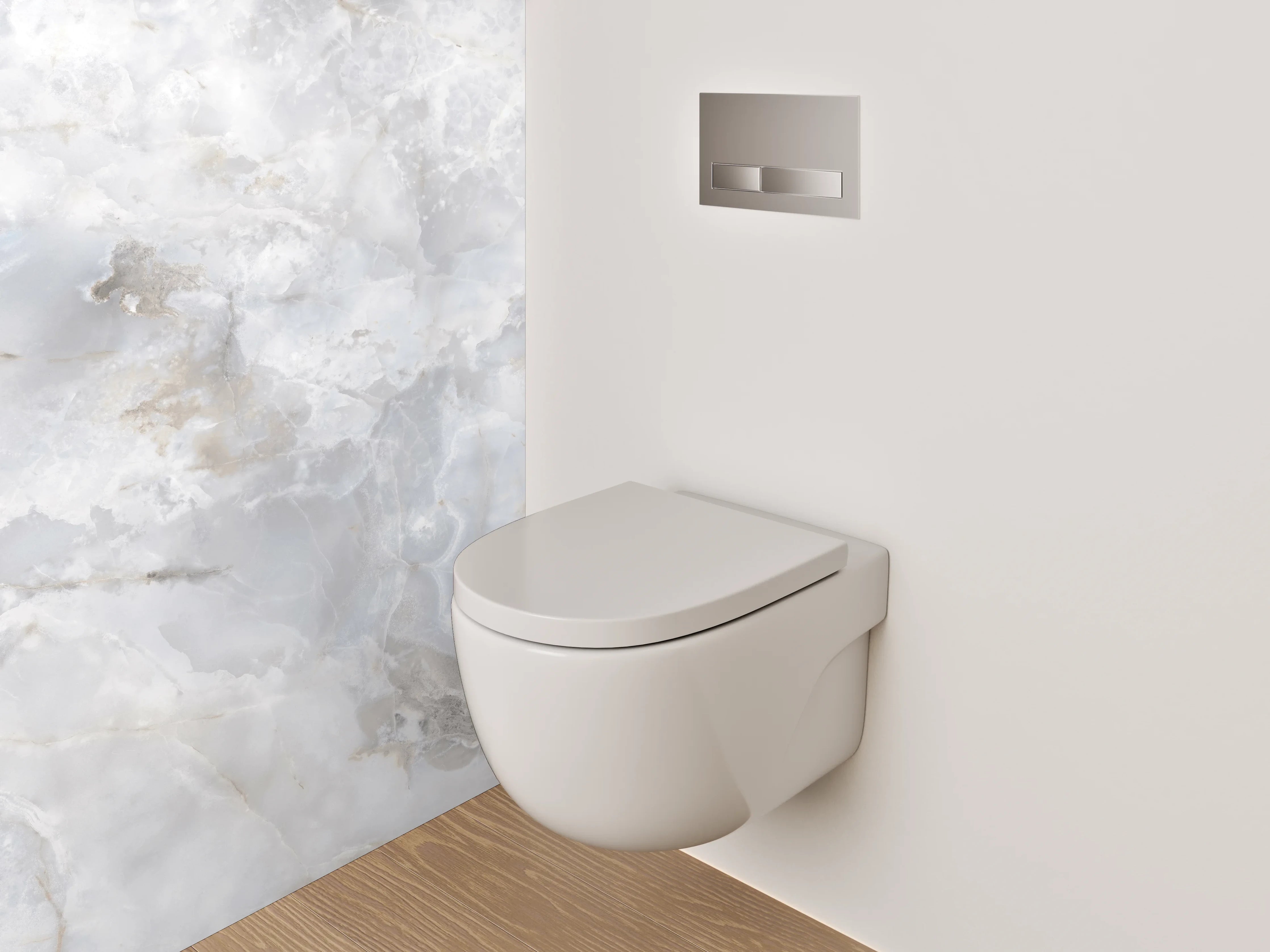 WC-Rückwand - Weiß-grauer Marmor-Look – edel & zeitlos