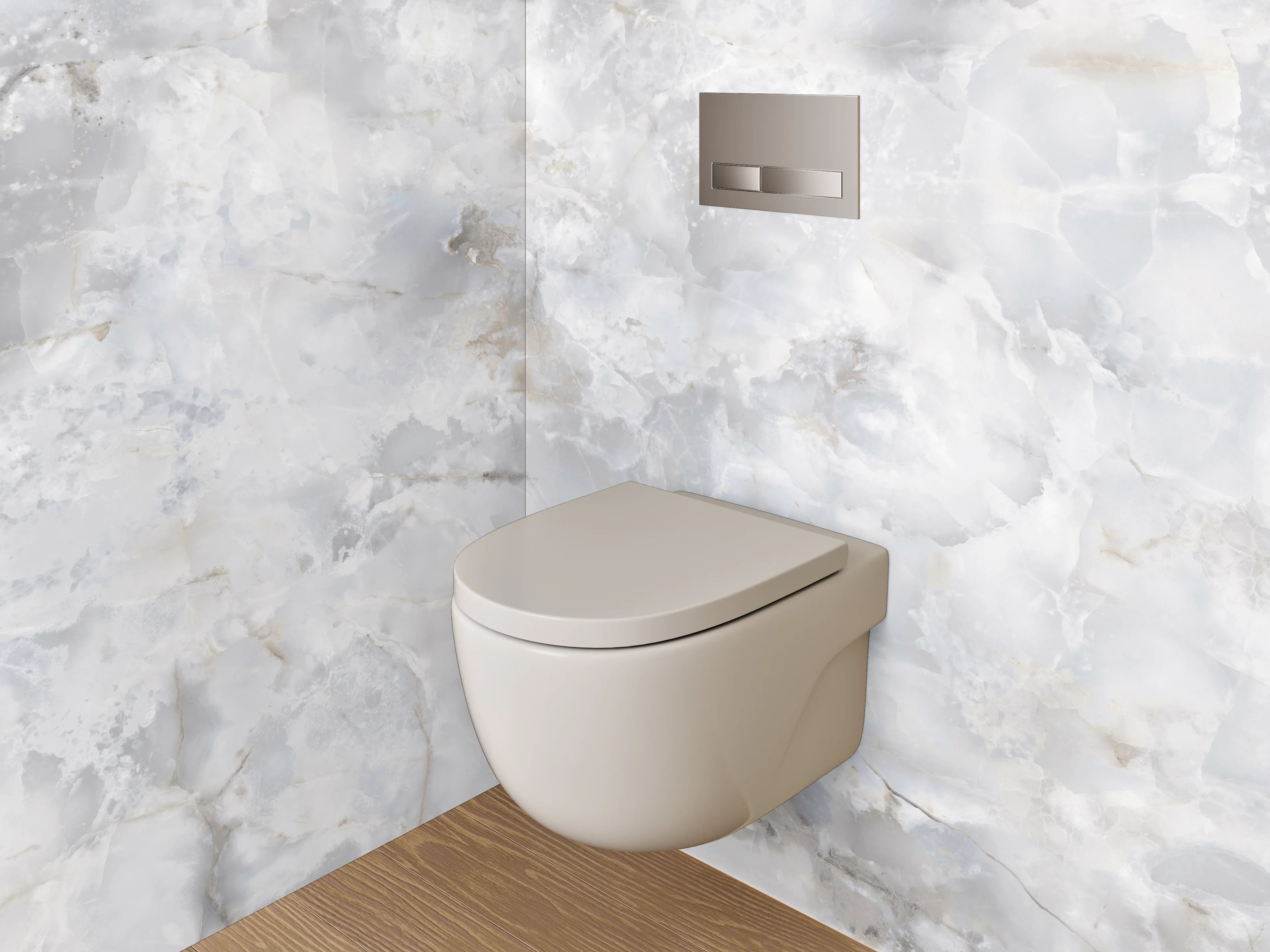 WC-Rückwand - Weiß-grauer Marmor-Look – edel & zeitlos