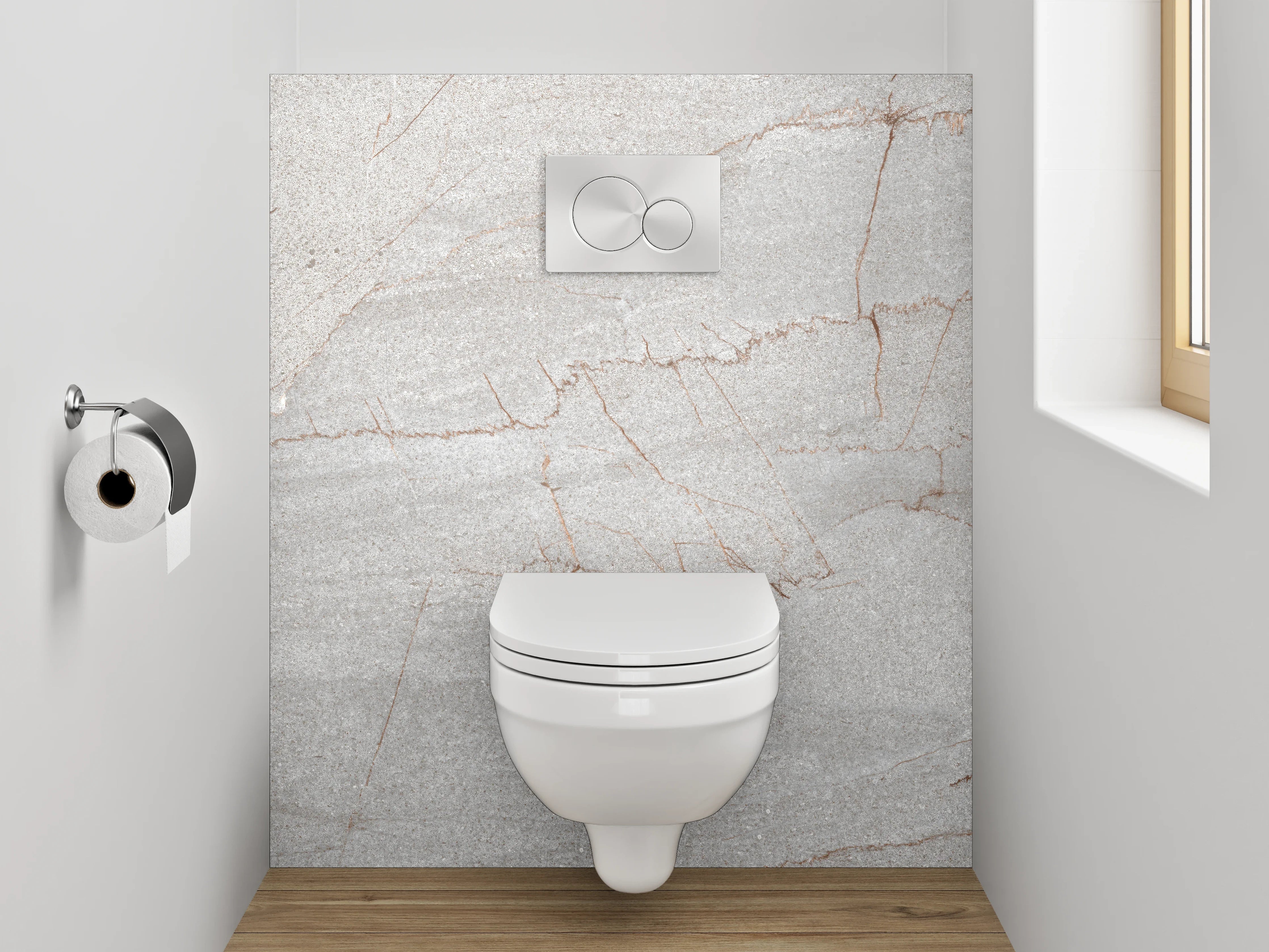 WC-Rückwand - Weiß-grauer Marmor mit feinen Adern