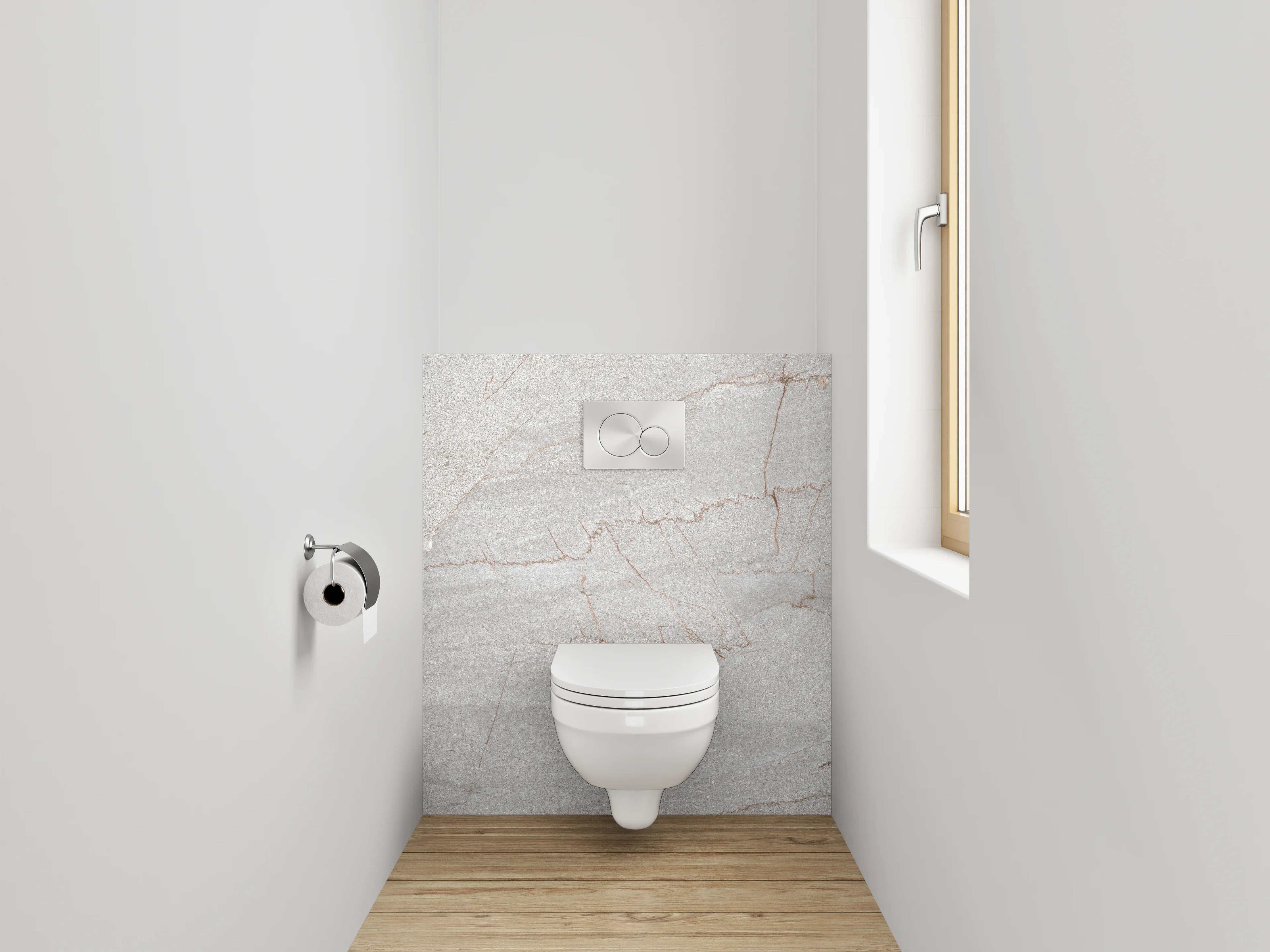 WC-Rückwand - Weiß-grauer Marmor mit feinen Adern