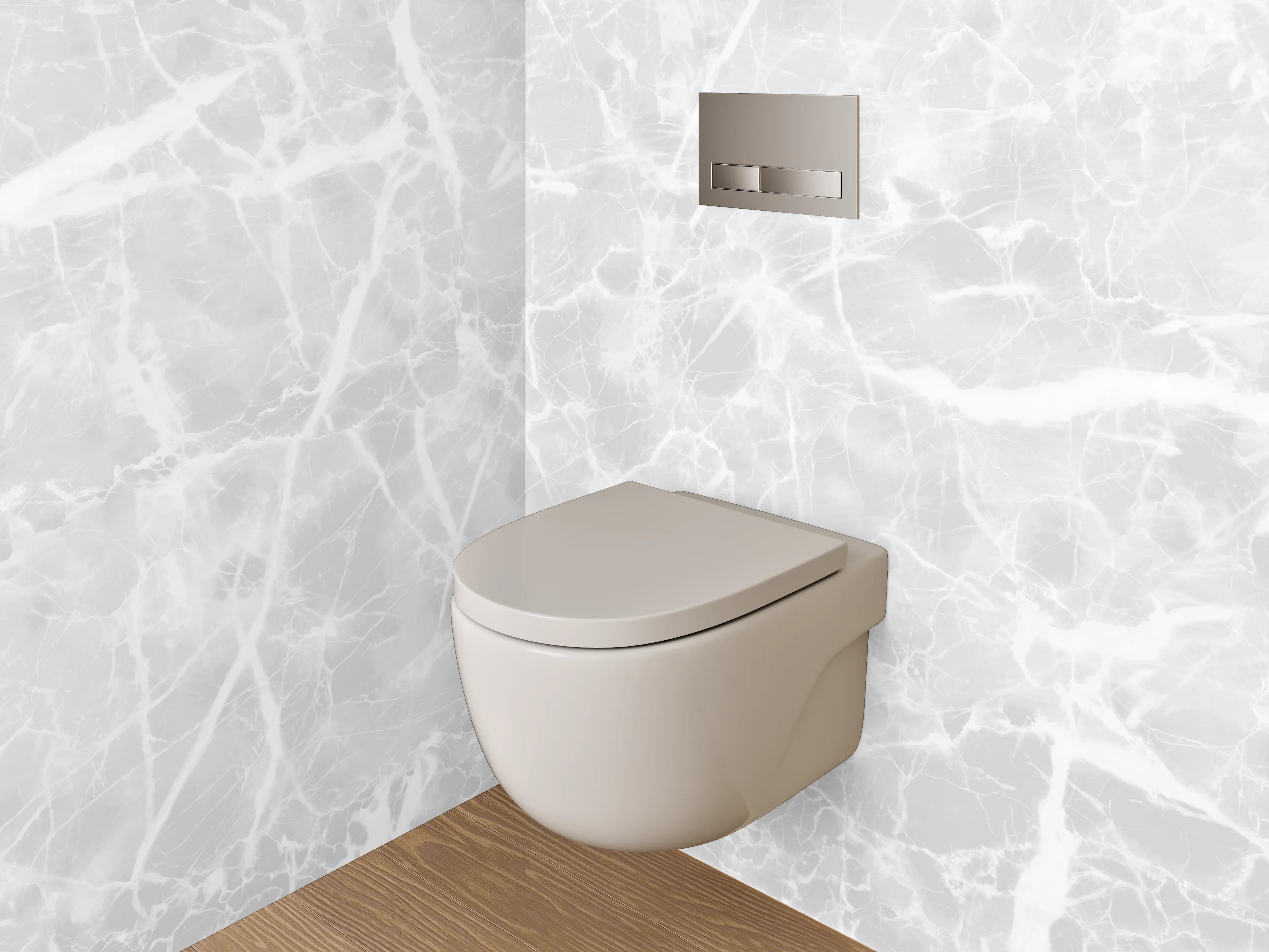 WC-Rückwand - Weiß-grauer Marmor mit feiner Struktur