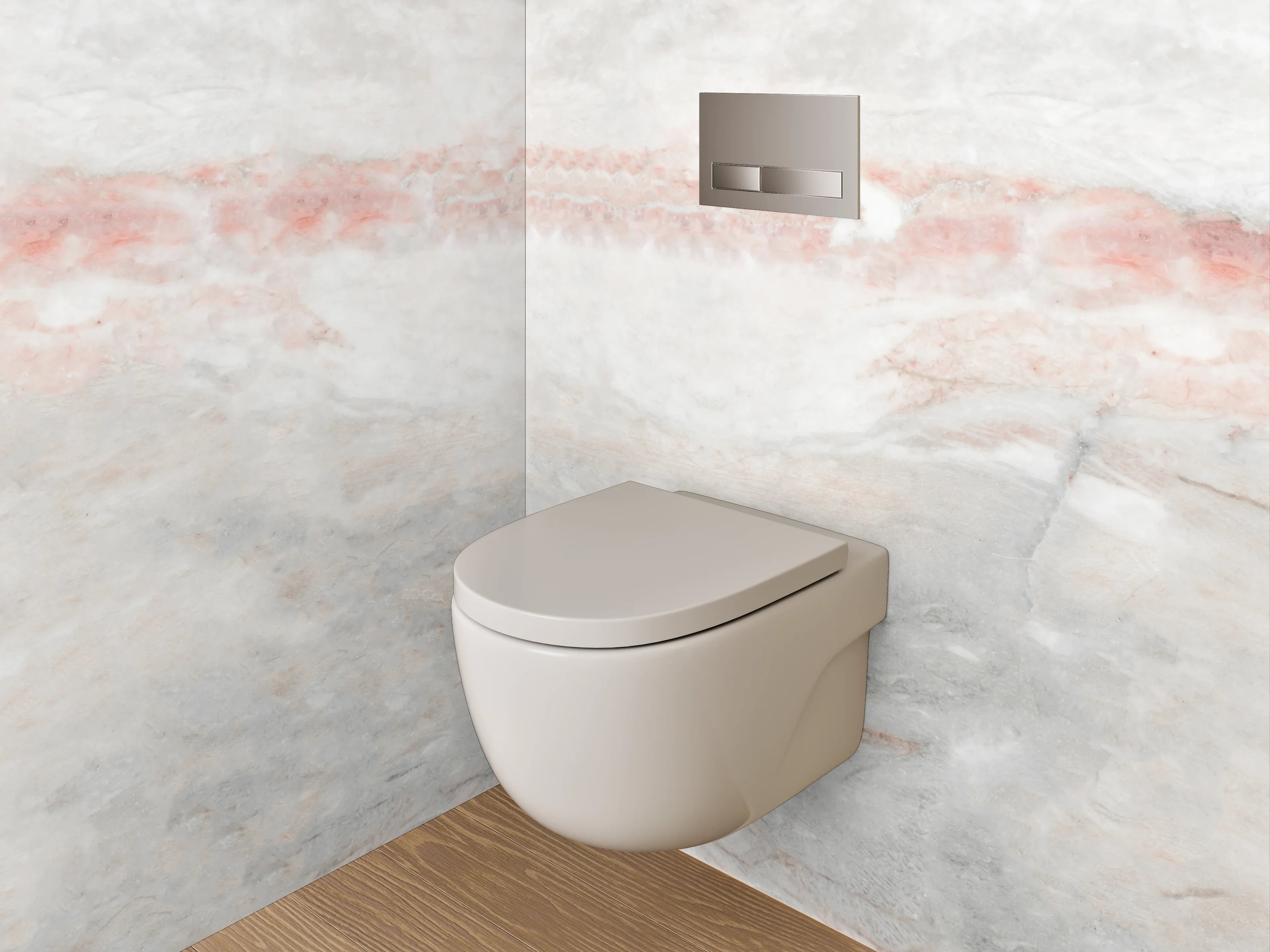 WC-Rückwand - Weiß-grauer Marmor mit zarten Rottönen