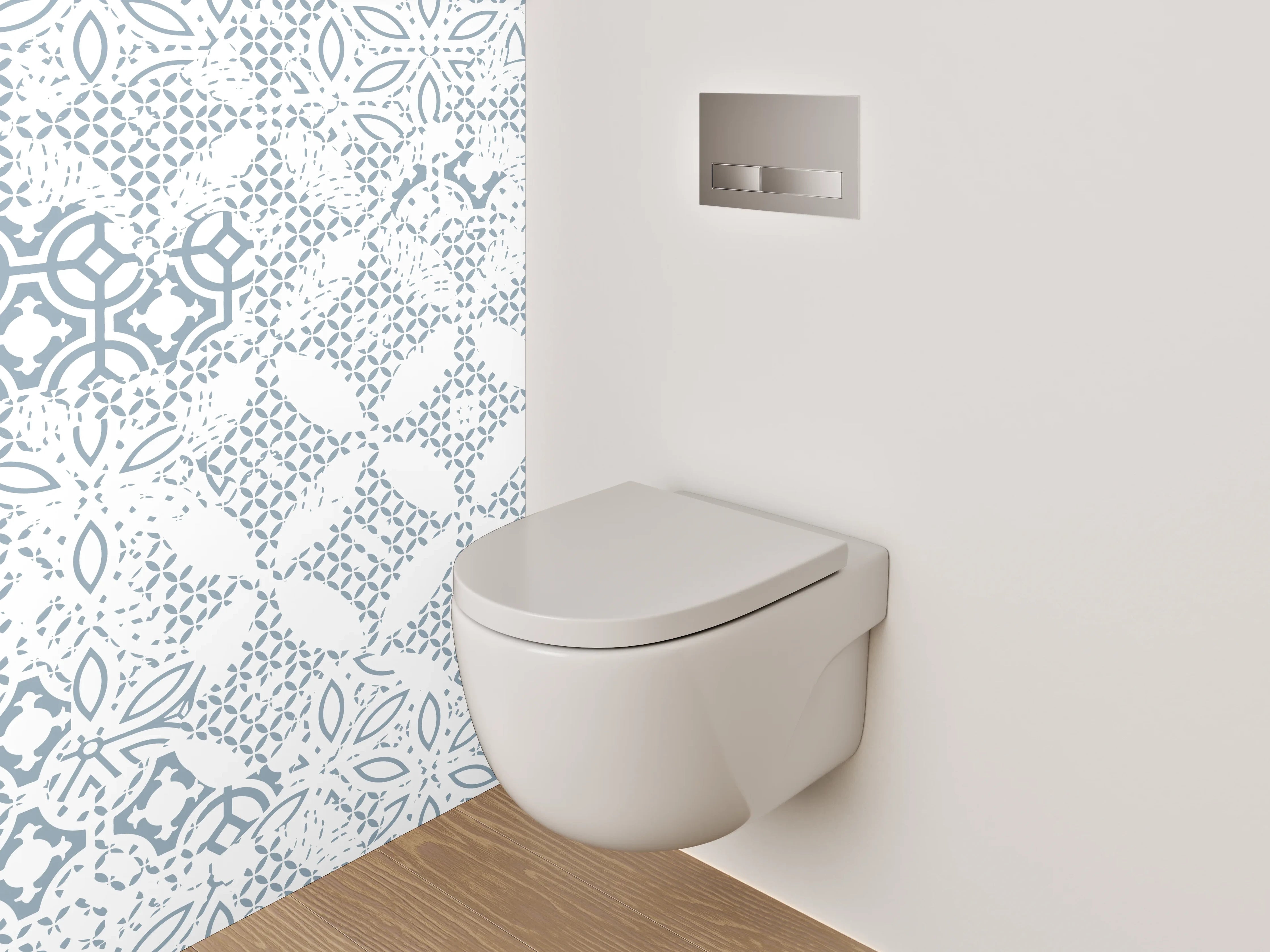 WC-Rückwand - Weiß-graues Fliesenmuster Mosaik Vintage Look