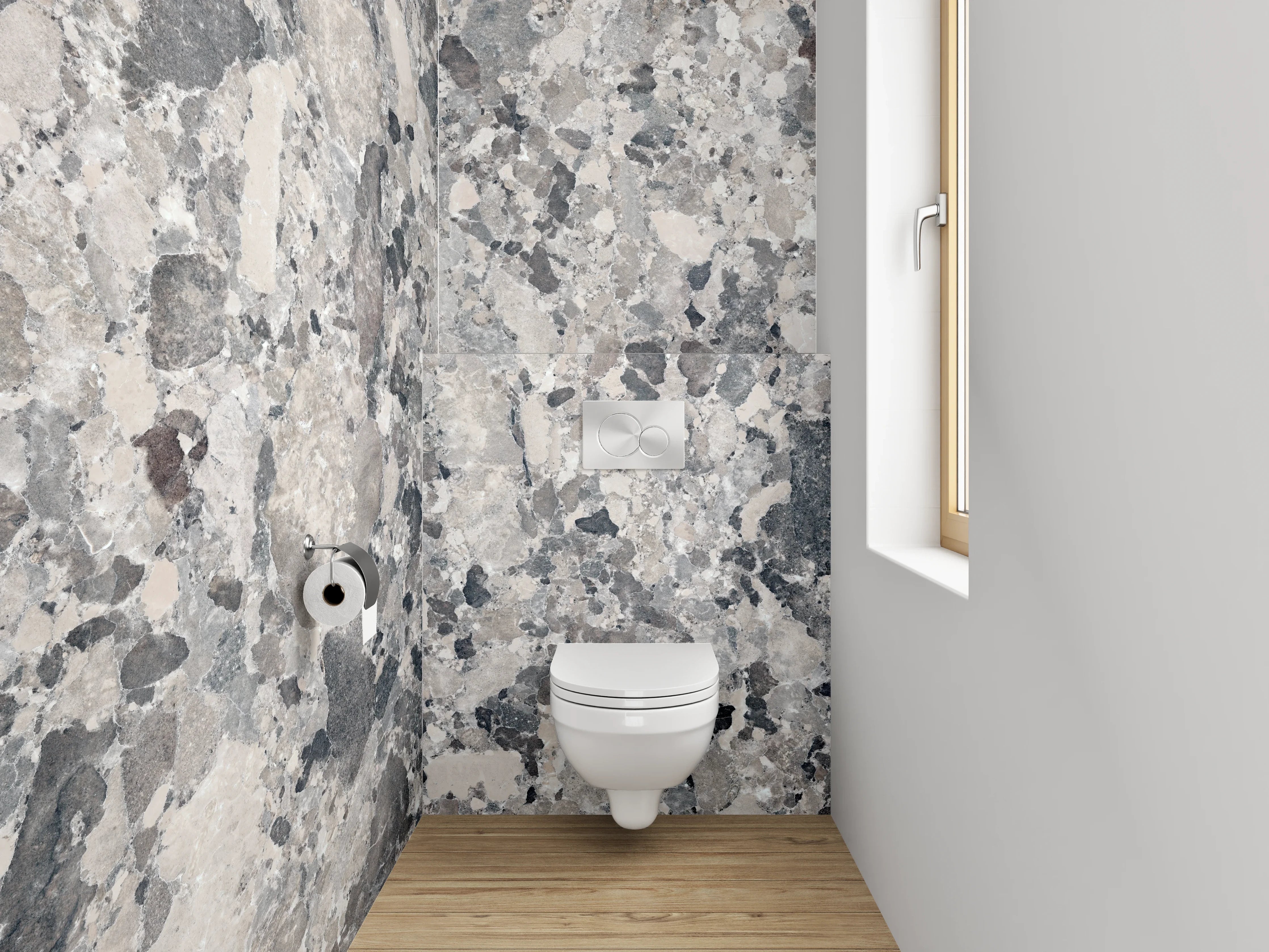 WC-Rückwand - Weiß-graues Marmor-Muster