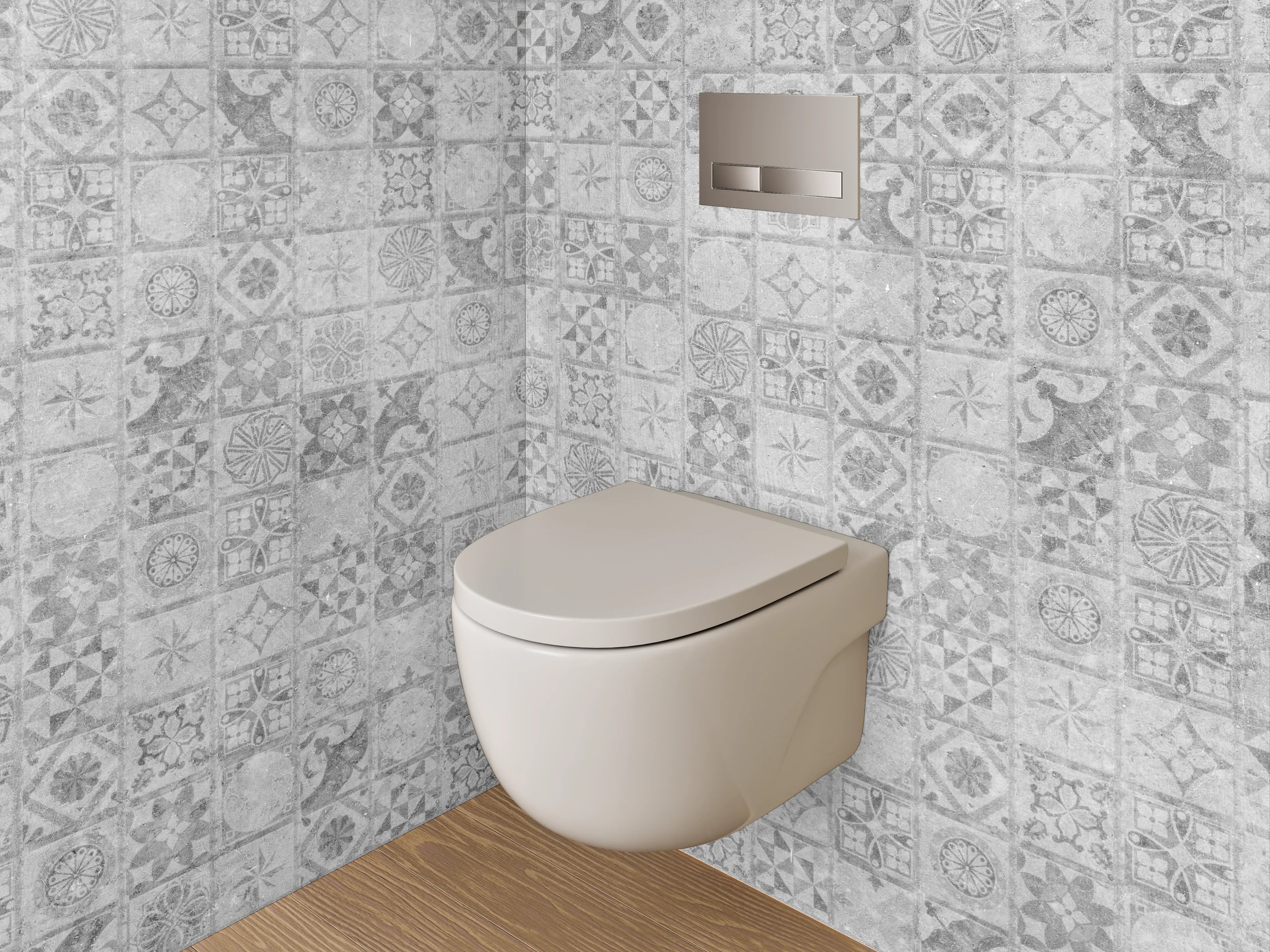WC-Rückwand - Weiß-graues Vintage Mosaik Muster