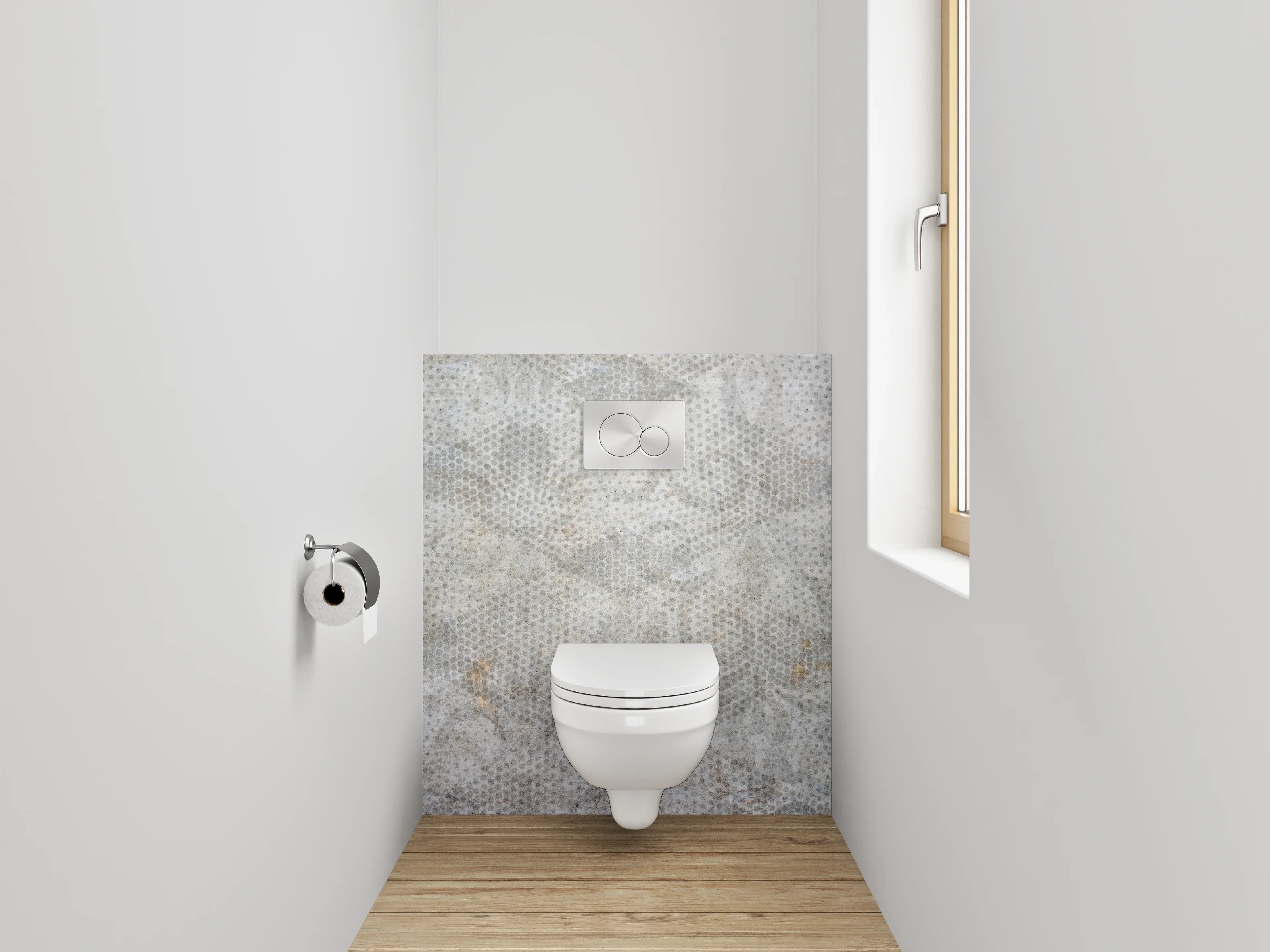 WC-Rückwand - Weiß-graues Vintage Ornament Muster