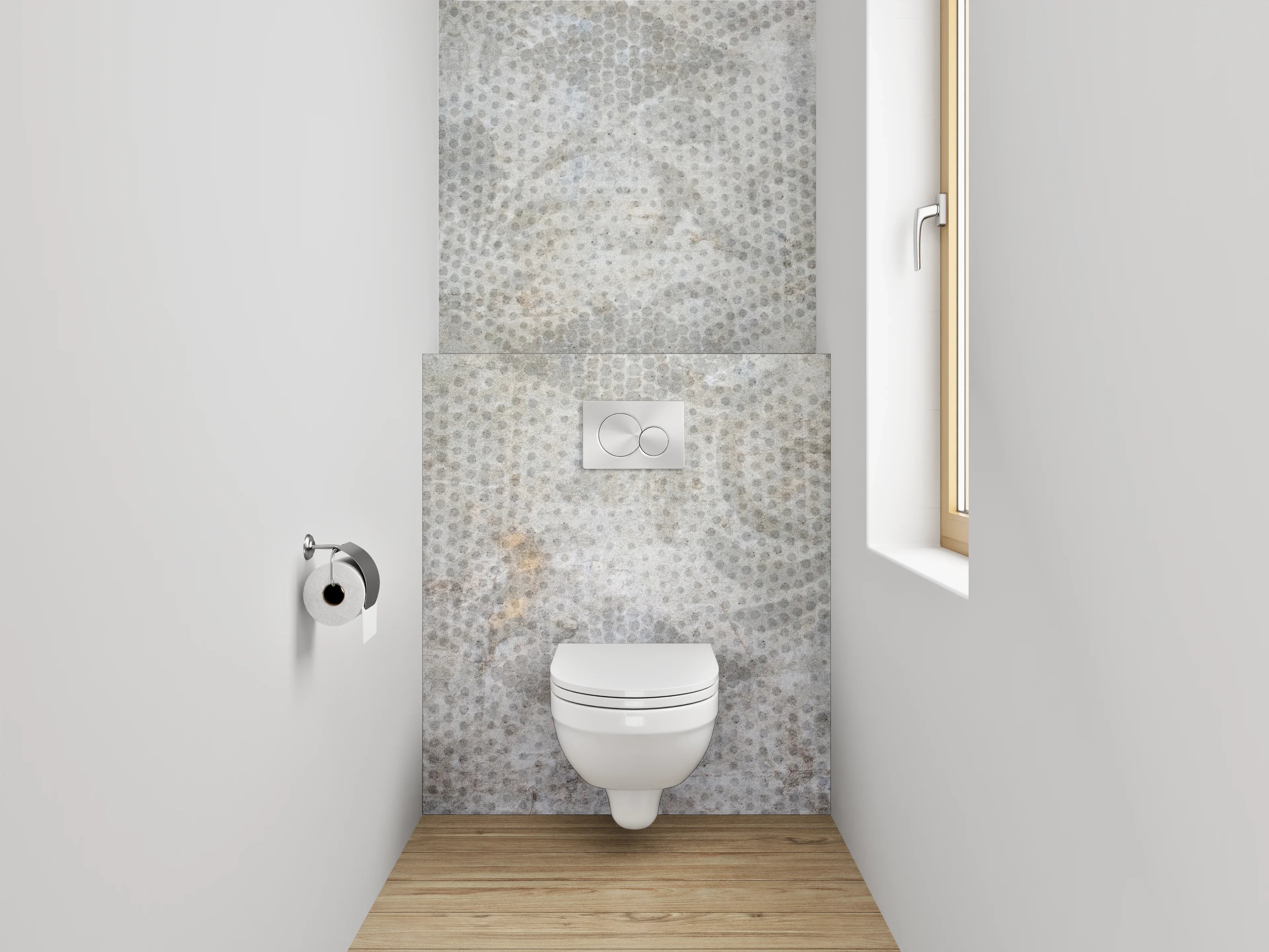 WC-Rückwand - Weiß-graues Vintage Ornament Muster